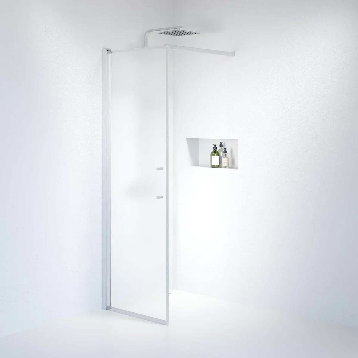 Vänern Duschvägg, Frostat Glas, Borstad Aluminium Profil