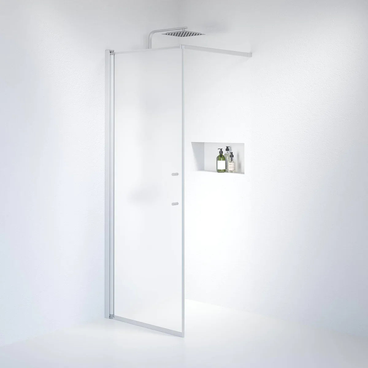 Vänern Duschvägg, Frostat Glas, Borstad Aluminium Profil