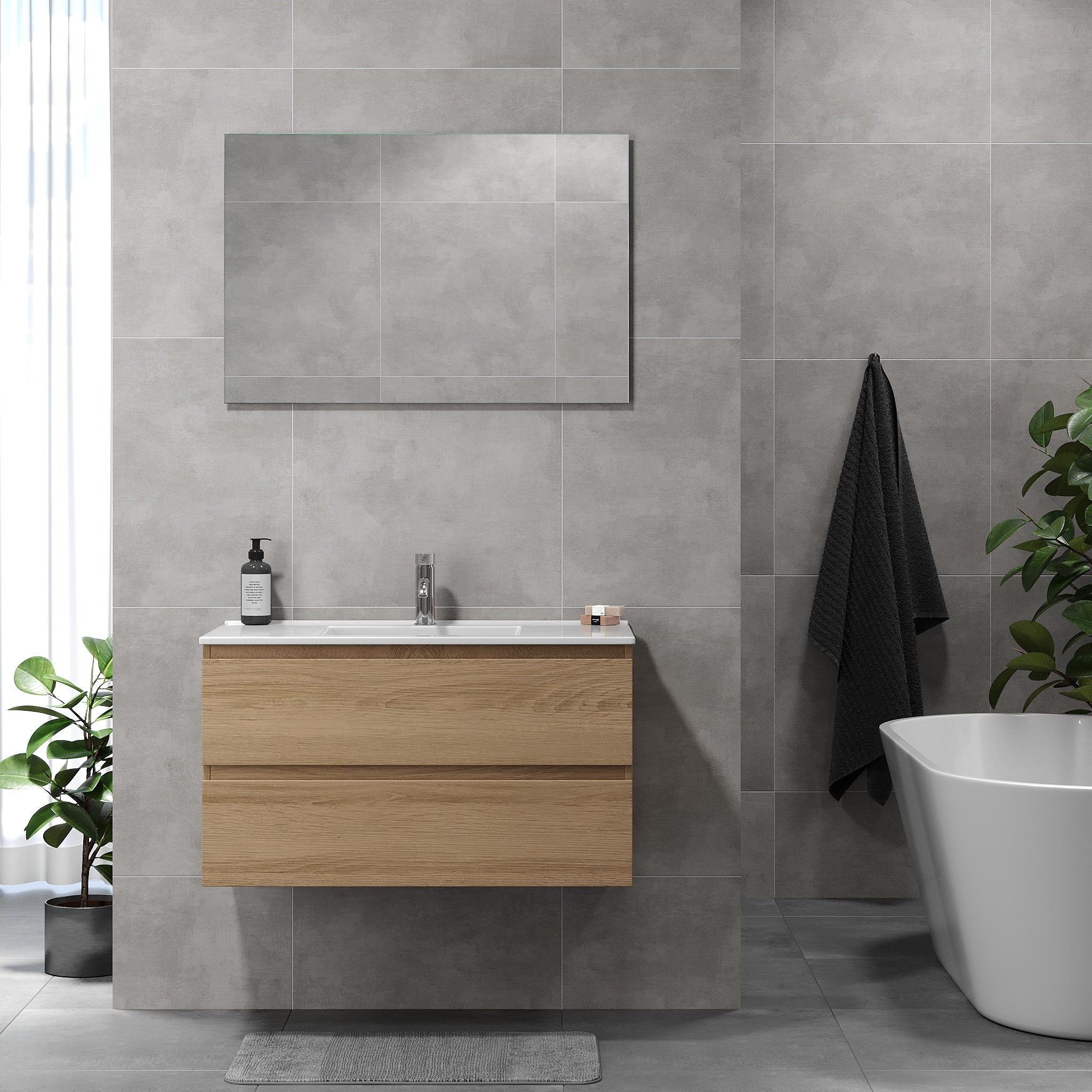 Kenwood Badrumsmöbel, Ek - Tvättställsskåp - BATH DELUXE - BASIC - 80 - 090 - 04 - 86 - 01 - BATHDELUXE SWEDEN