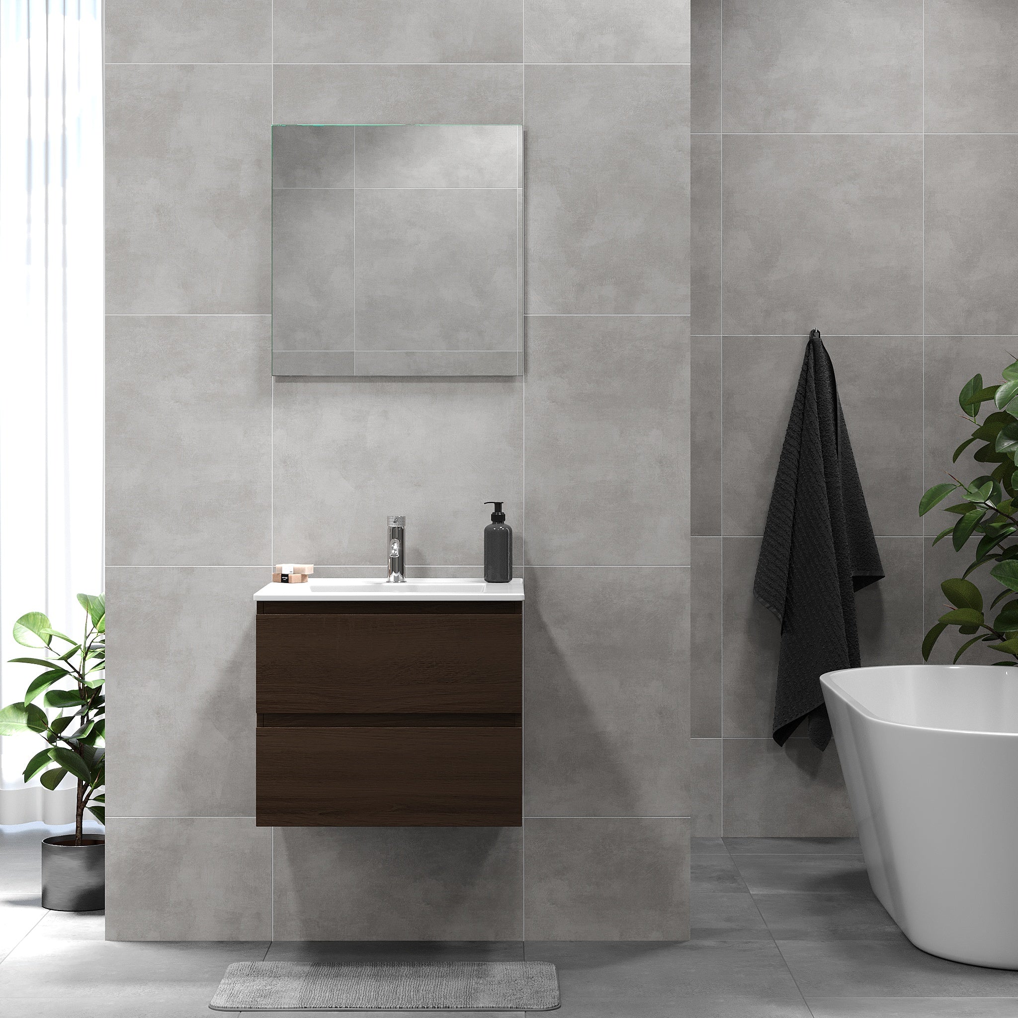 Kenwood Badrumsmöbel, Valnöt - Tvättställsskåp - BATH DELUXE - BASIC - 80 - 060 - 04 - 84 - 01 - BATHDELUXE SWEDEN