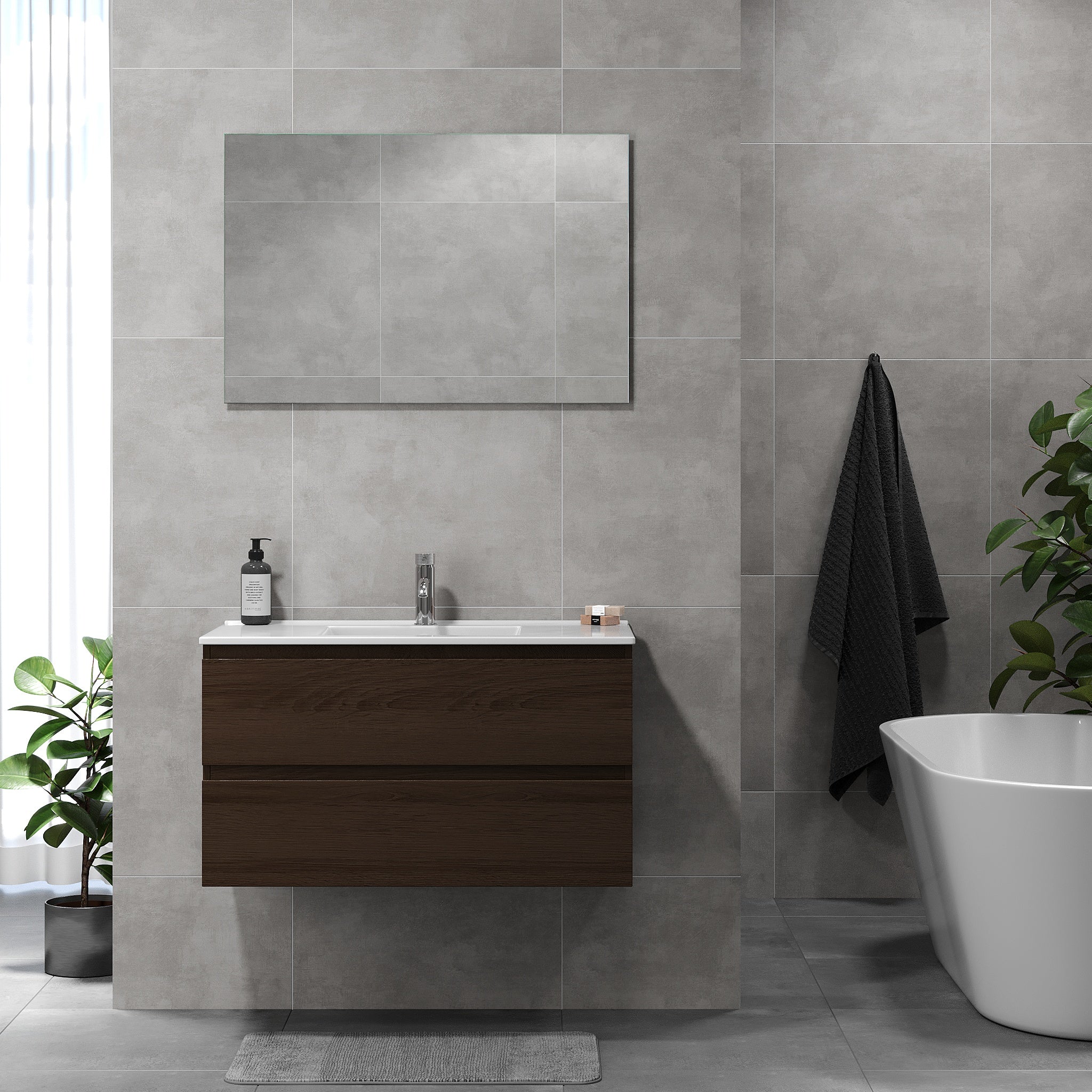 Kenwood Badrumsmöbel, Valnöt - Tvättställsskåp - BATH DELUXE - BASIC - 80 - 090 - 04 - 84 - 01 - BATHDELUXE SWEDEN