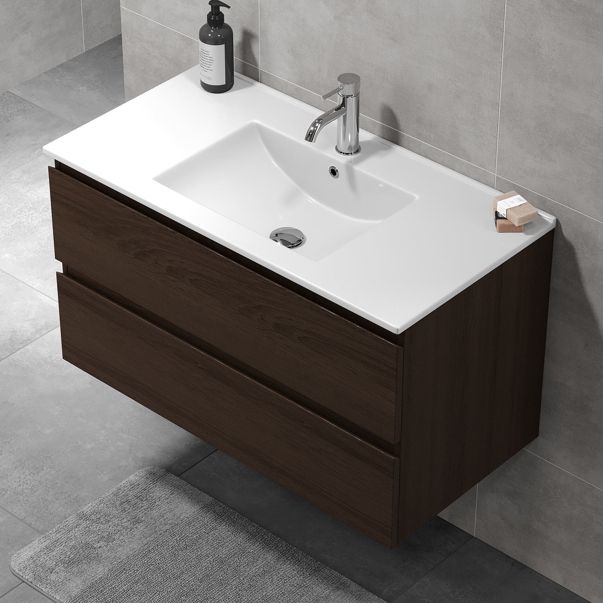 Kenwood Badrumsmöbel, Valnöt - Tvättställsskåp - BATH DELUXE - BASIC - 80 - 090 - 04 - 84 - 01 - BATHDELUXE SWEDEN