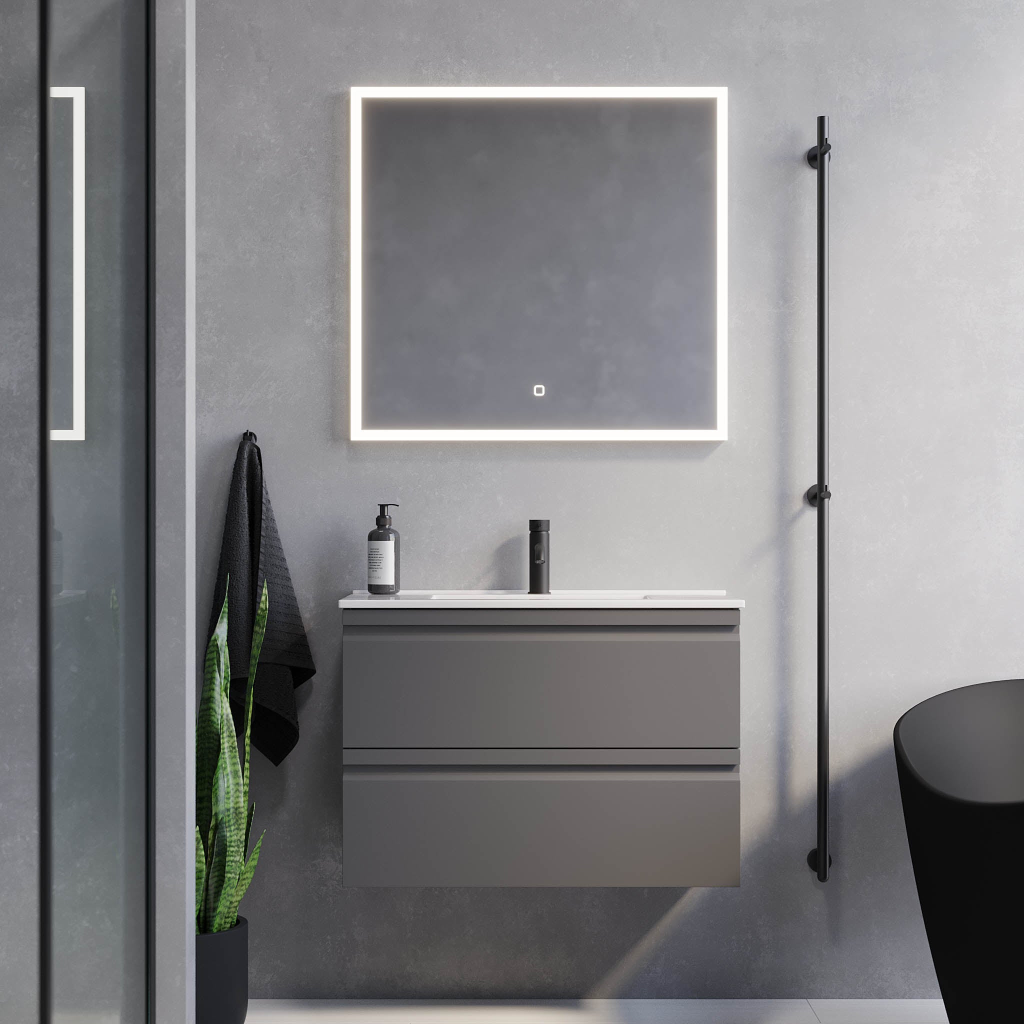 Knarrlagsund Badrumsmöbel, Grå Matt - Tvättställsskåp - BATH DELUXE - PRESTIGE - 74 - 080 - 70 - 03 - 30 - BATHDELUXE SWEDEN