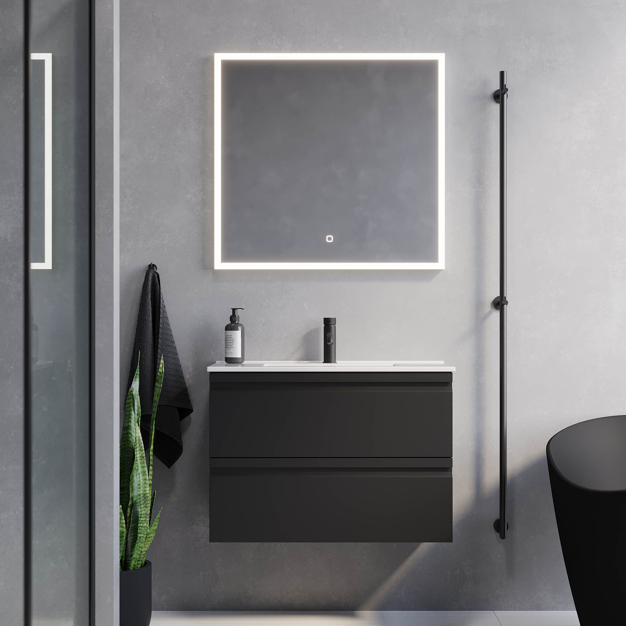 Knarrlagsund Slimline Badrumsmöbel, Svart Matt - Tvättställsskåp - BATH DELUXE - PRESTIGE - 74 - 080 - 70 - 02 - 30 - BATHDELUXE SWEDEN