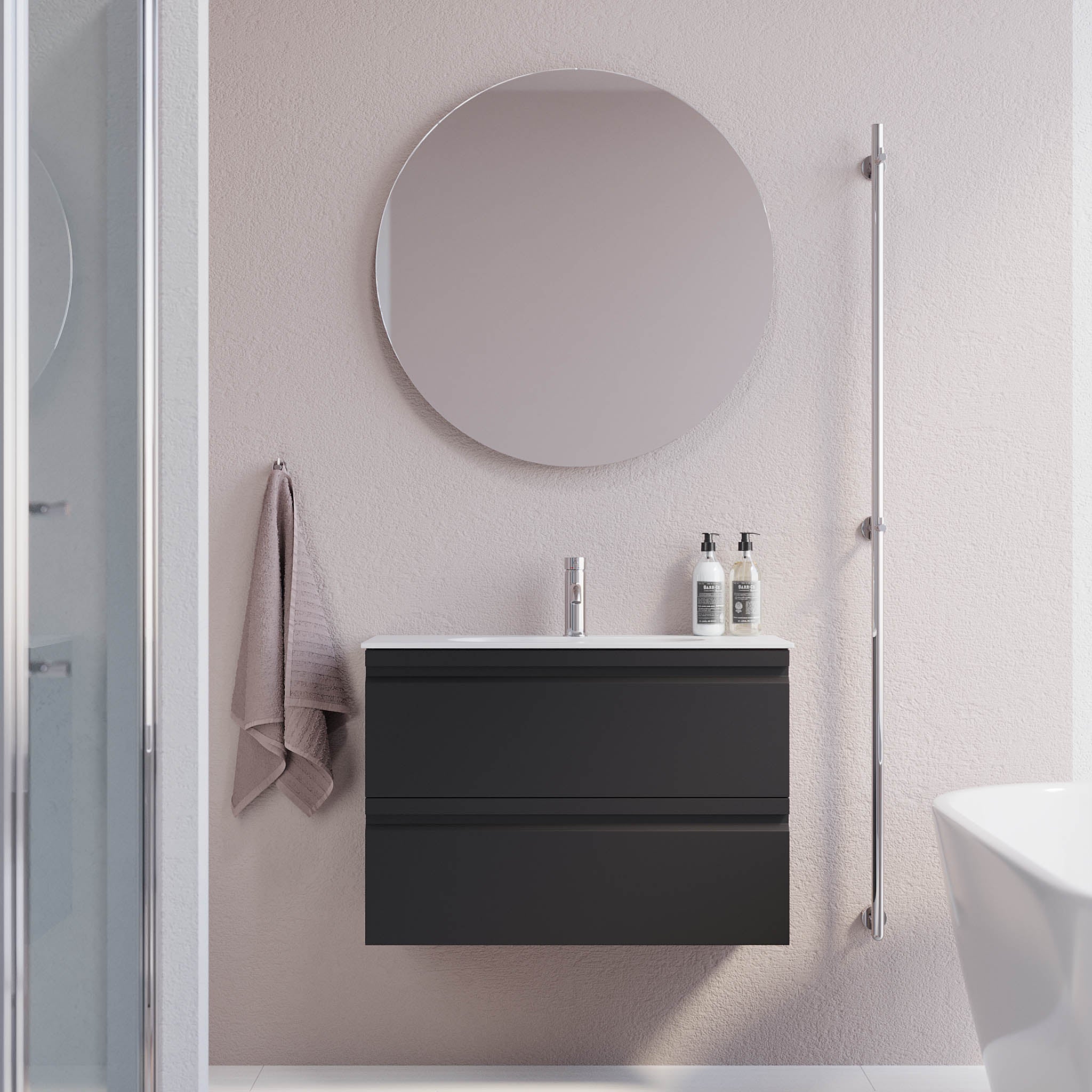Kongsberg Badrumsmöbel, Svart Matt - Tvättställsskåp - BATH DELUXE - PRESTIGE - 74 - 080 - 72 - 02 - 30 - BATHDELUXE SWEDEN