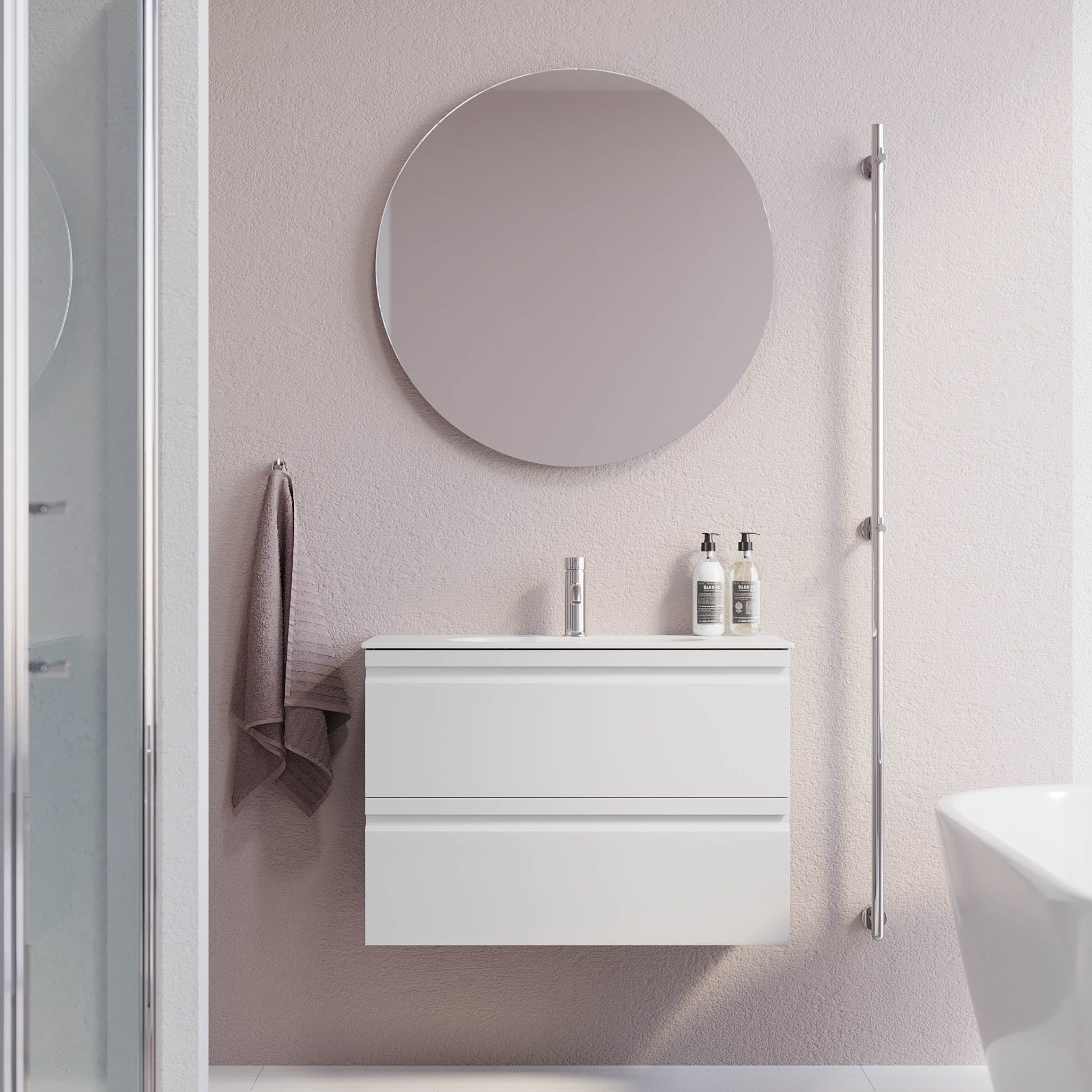 Kongsberg Badrumsmöbel, Vit Matt - Tvättställsskåp - BATH DELUXE - PRESTIGE - 74 - 080 - 72 - 01 - 30 - BATHDELUXE SWEDEN