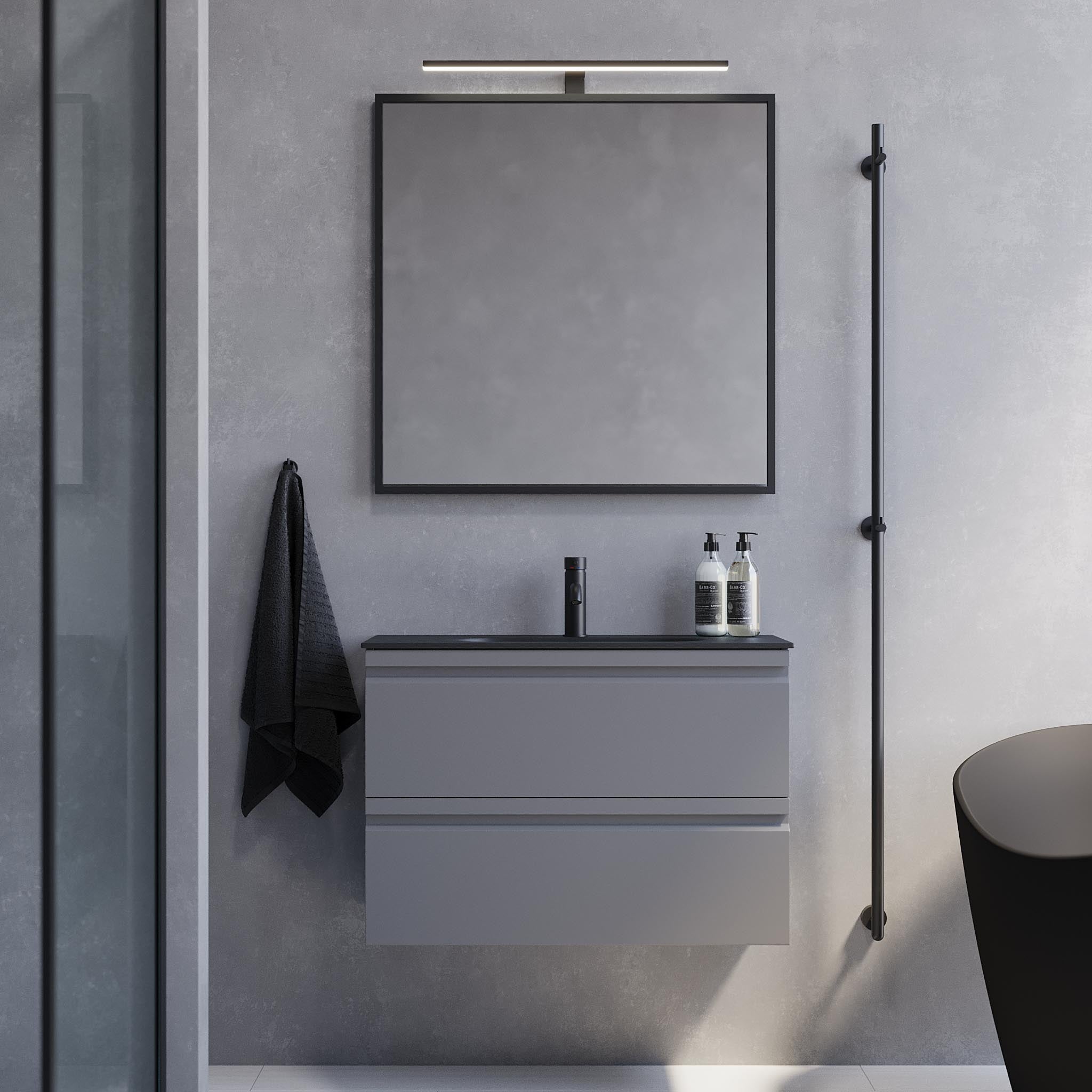 Kongsvinger Slimline Badrumsmöbel, Grå Matt - Tvättställsskåp - BATH DELUXE - PRESTIGE - 74 - 080 - 73 - 03 - 30 - BATHDELUXE SWEDEN