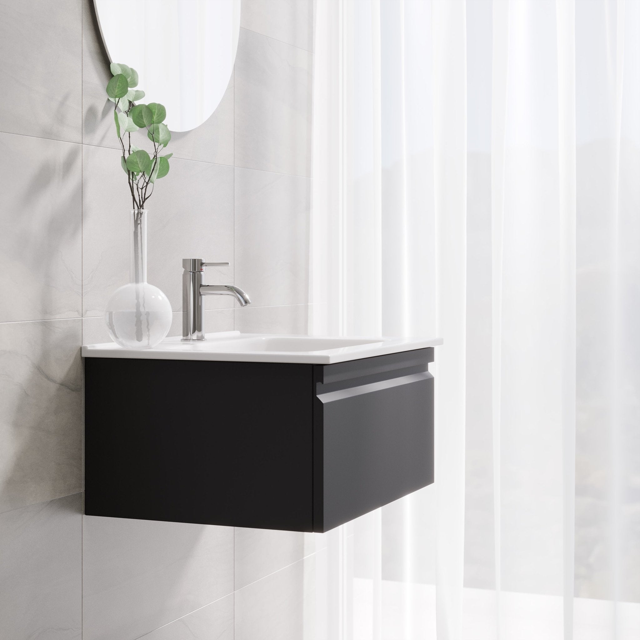 Kuberg Compact Badrumsmöbel, Svart Matt - Tvättställsskåp - BATH DELUXE - PRESTIGE - 89 - 080 - 54 - 02 - 30 - BATHDELUXE SWEDEN