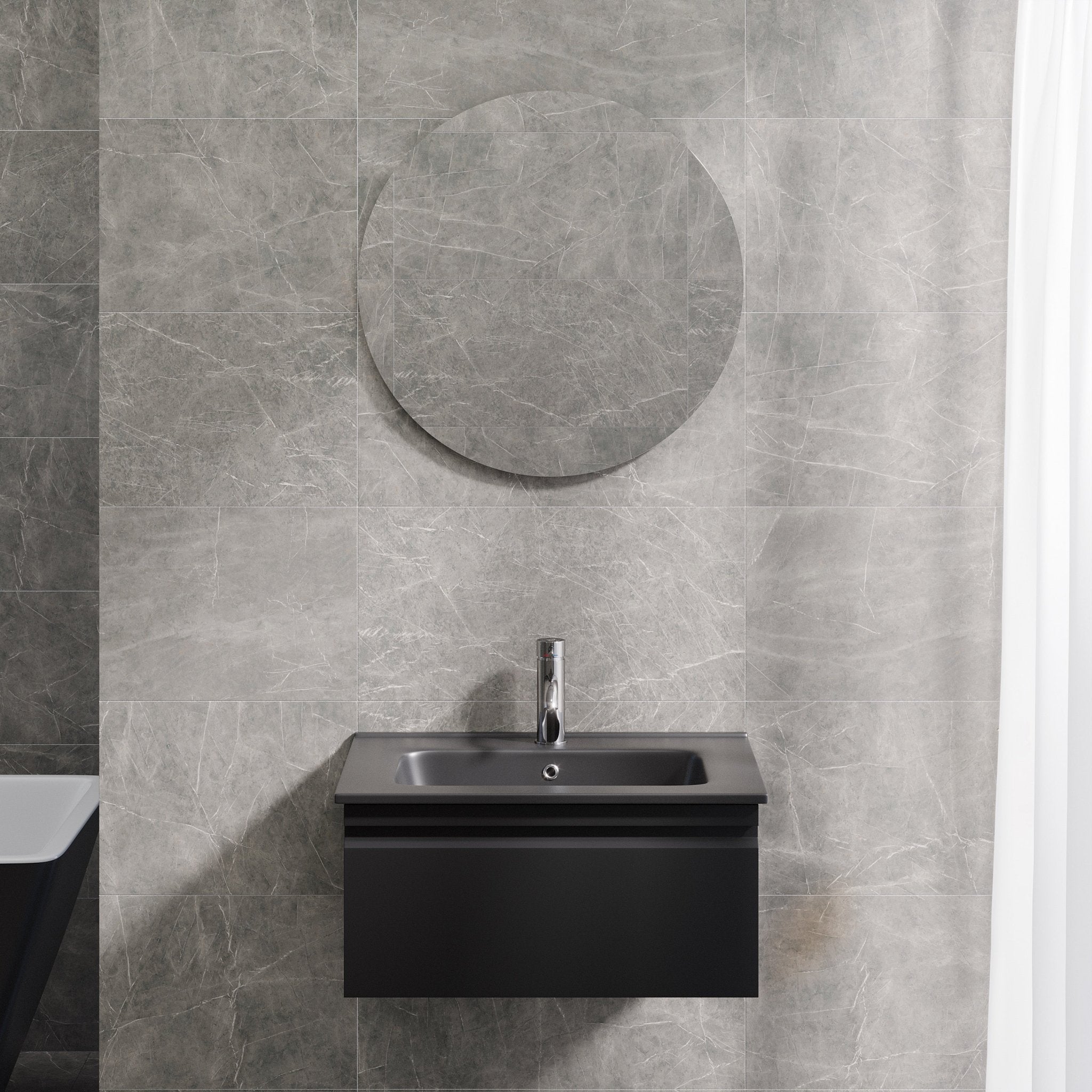 Kuberg Kompakt Badrummöbel, Svart Matt - Tvättställsskåp - BATH DELUXE - PRESTIGE - 89 - 060 - 56 - 02 - 31 - BATHDELUXE SWEDEN