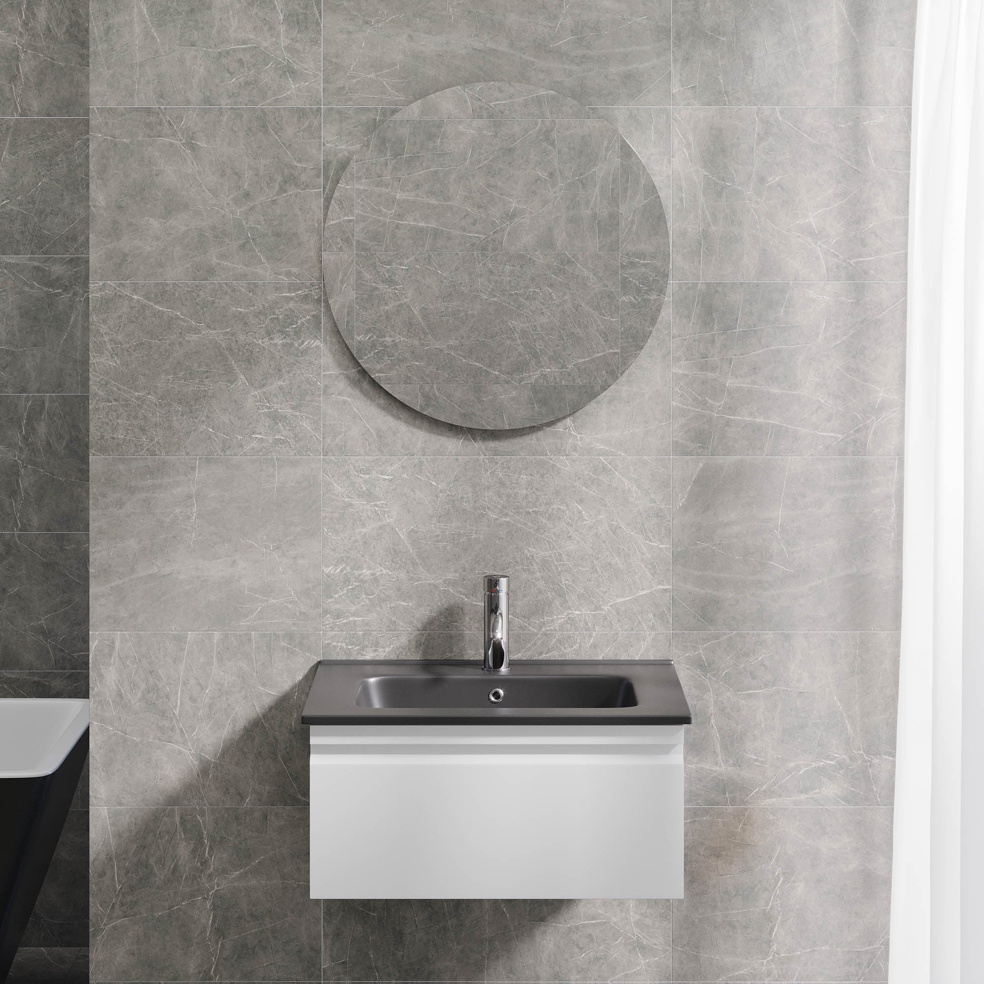 Kuberg Kompakt Badrummöbel, Vit Matt - Tvättställsskåp - BATH DELUXE - PRESTIGE - 89 - 060 - 56 - 01 - 30 - BATHDELUXE SWEDEN