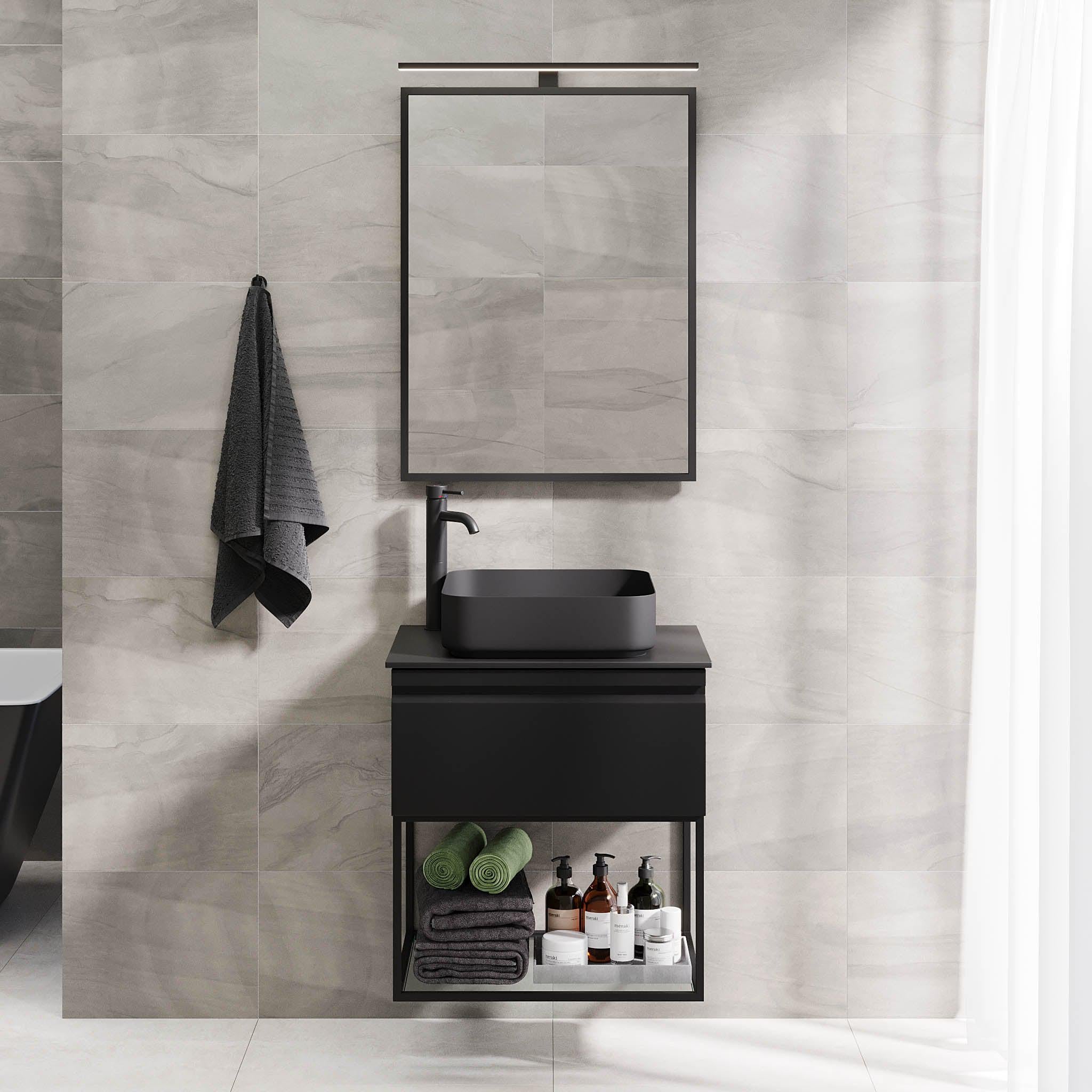 Kvalsund Badrumsmöbel, Svart Matt - Tvättställsskåp - BATH DELUXE - PRESTIGE - 89 - 080 - 25 - 02 - 30 - BATHDELUXE SWEDEN