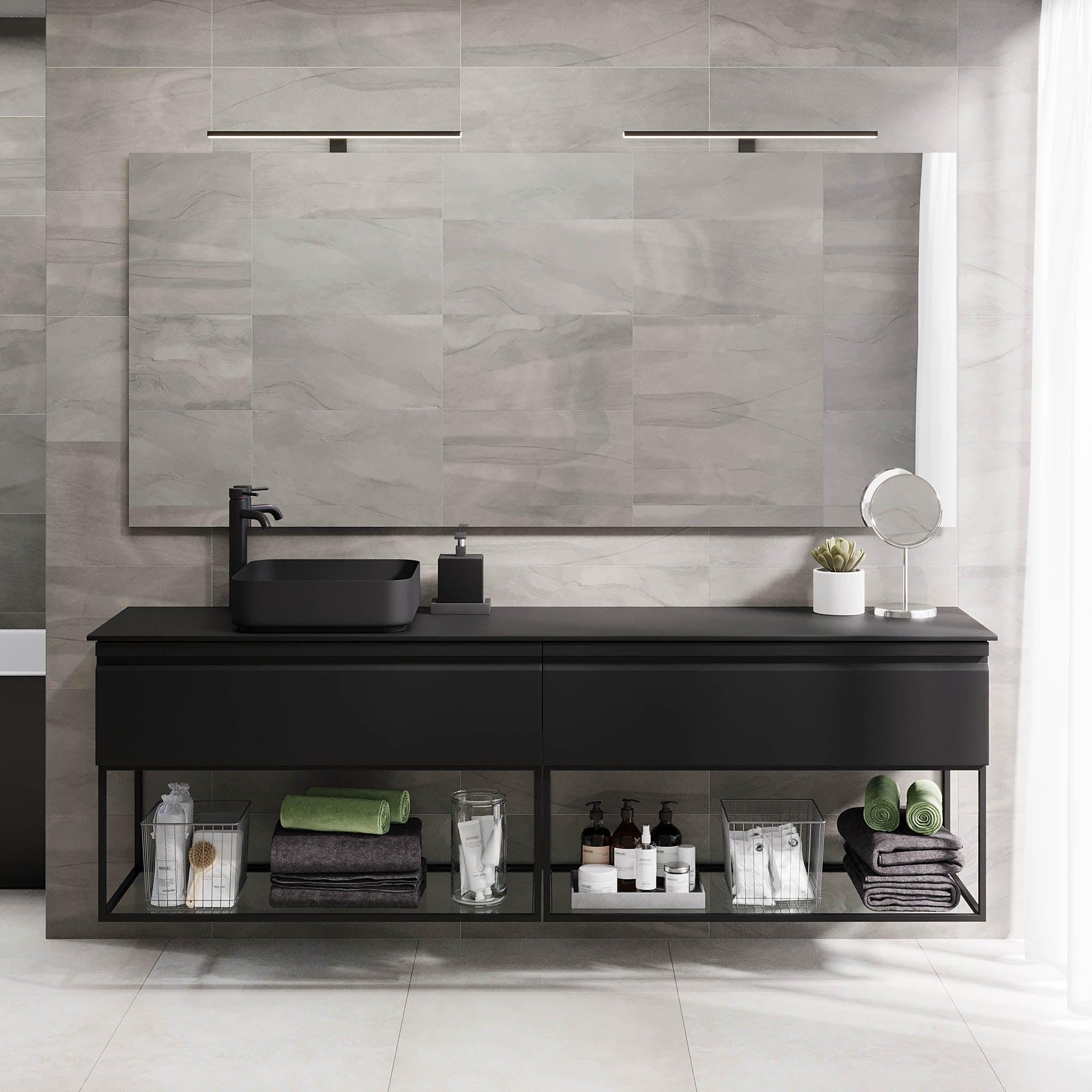 Kvalsund Badrumsmöbel, Svart Matt - Tvättställsskåp - BATH DELUXE - PRESTIGE - 89 - 200 - 25 - 02 - 32 - BATHDELUXE SWEDEN