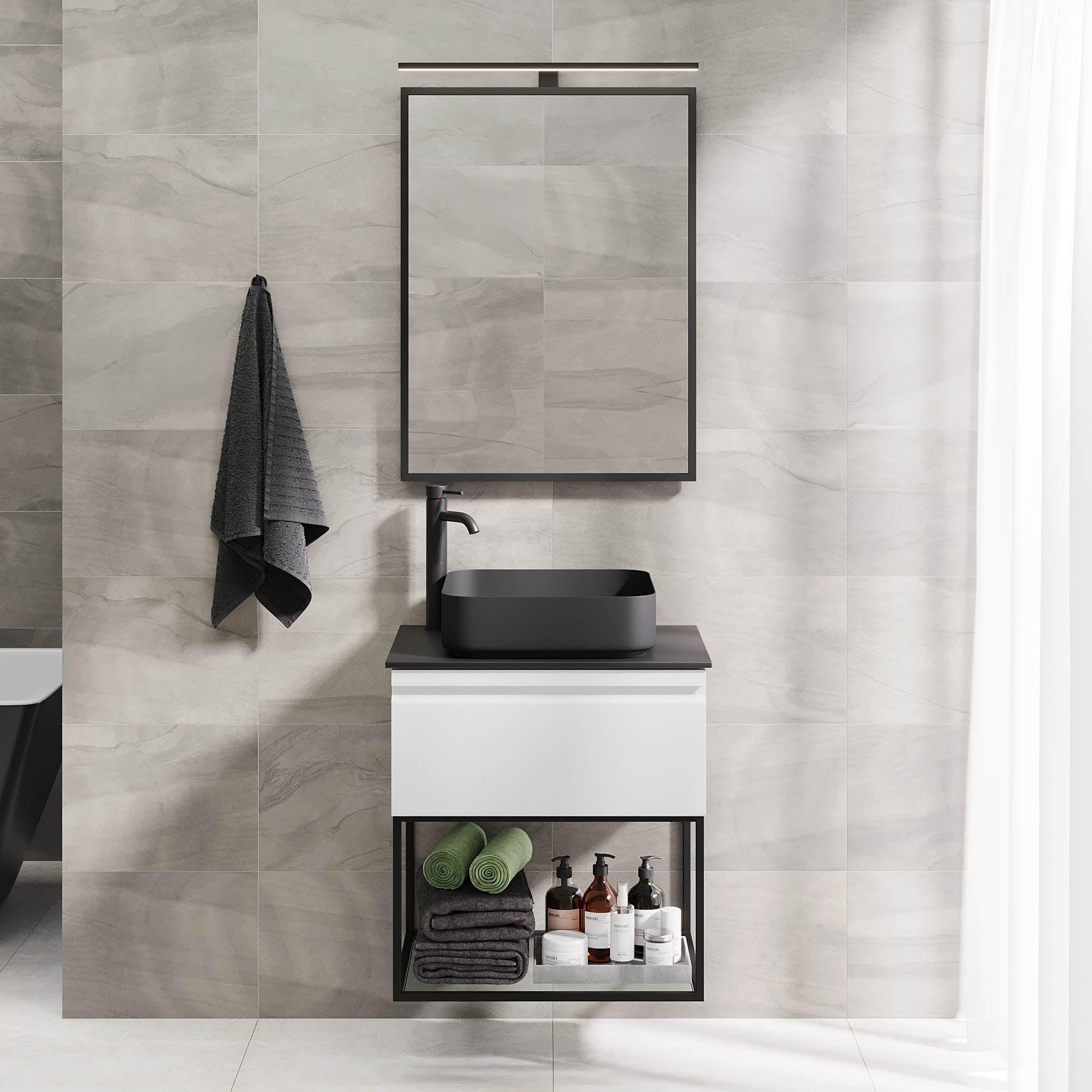 Kvalsund Badrumsmöbel, Vit Matt - Tvättställsskåp - BATH DELUXE - PRESTIGE - 89 - 060 - 25 - 01 - 30 - BATHDELUXE SWEDEN