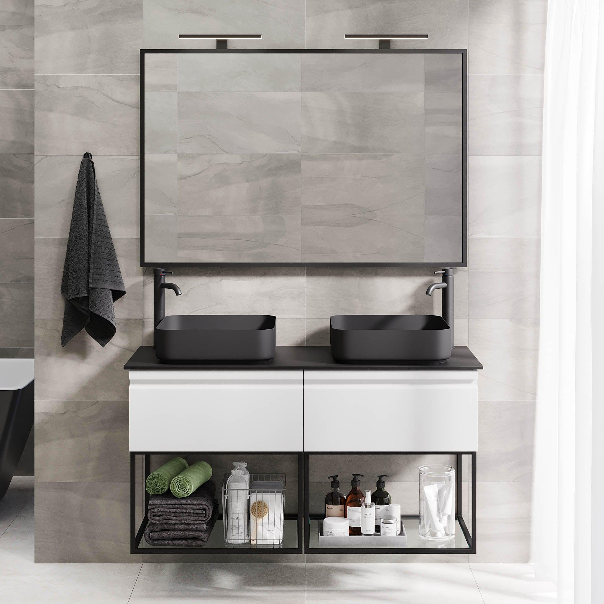 Kvalsund Badrumsmöbel, Vit Matt - Tvättställsskåp - BATH DELUXE - PRESTIGE - 89 - 120 - 25 - 01 - 31 - BATHDELUXE SWEDEN