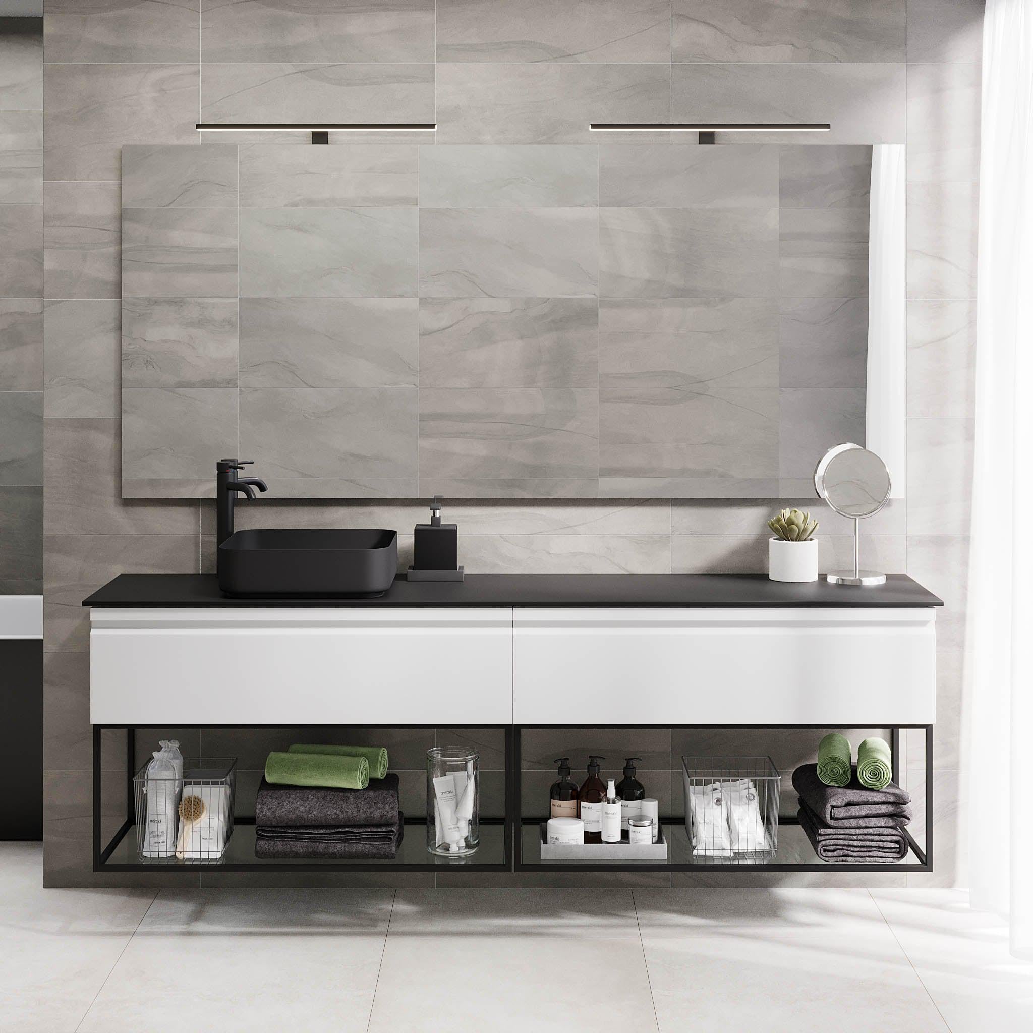 Kvalsund Badrumsmöbel, Vit Matt - Tvättställsskåp - BATH DELUXE - PRESTIGE - 89 - 200 - 25 - 01 - 32 - BATHDELUXE SWEDEN