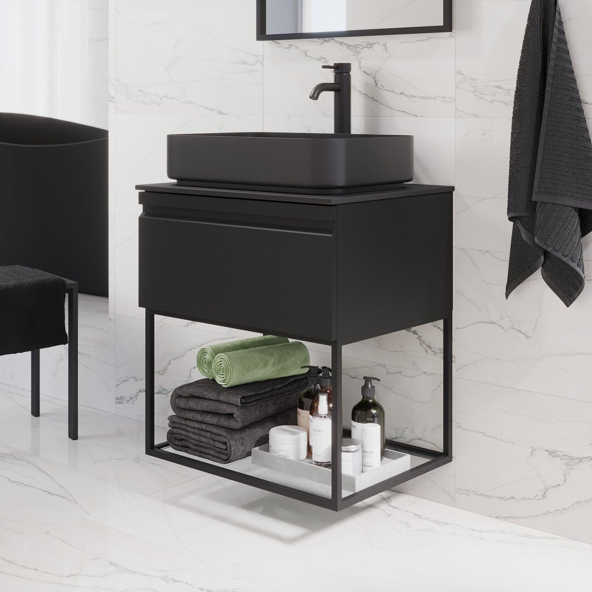 Kvitfjell Compact Badrumsmöbel, Svart Matt - Tvättställsskåp - BATH DELUXE - PRESTIGE - 89 - 120 - 33 - 02 - 31 - BATHDELUXE SWEDEN