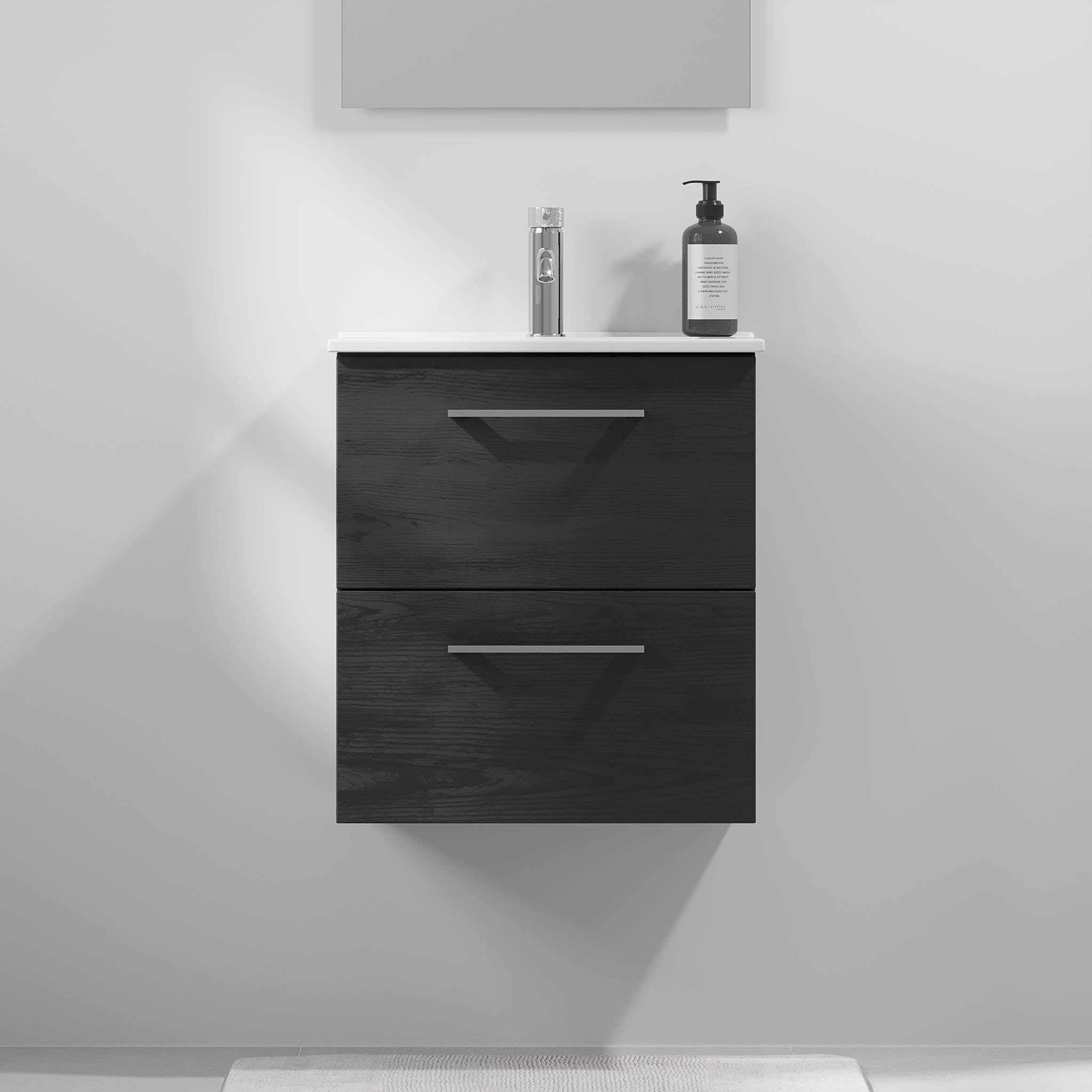 Magnor Badrumsmöbel Slimline med Lådor, Svart Trä - Tvättställsskåp - BATH DELUXE - EXCLUSIVE - 75 - 050 - 70 - 22 - 41 - BATHDELUXE SWEDEN