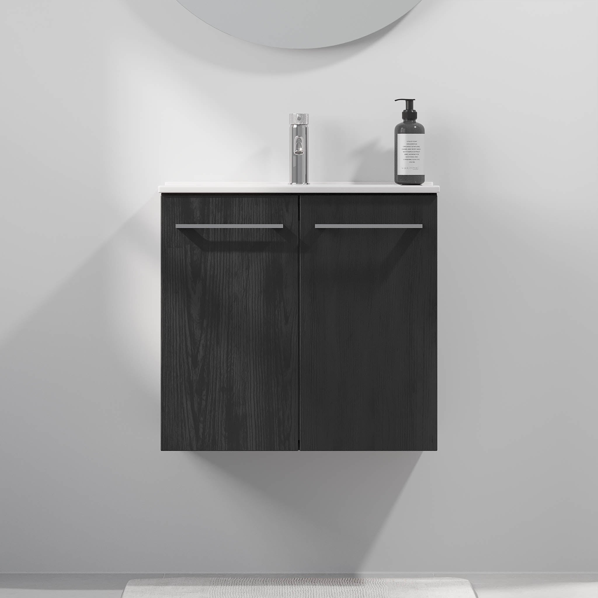 Magnor Badrumsmöbel Slimline med Luckor, Svart Trä - Tvättställsskåp - BATH DELUXE - EXCLUSIVE - 75 - 060 - 70 - 22 - 40 - BATHDELUXE SWEDEN