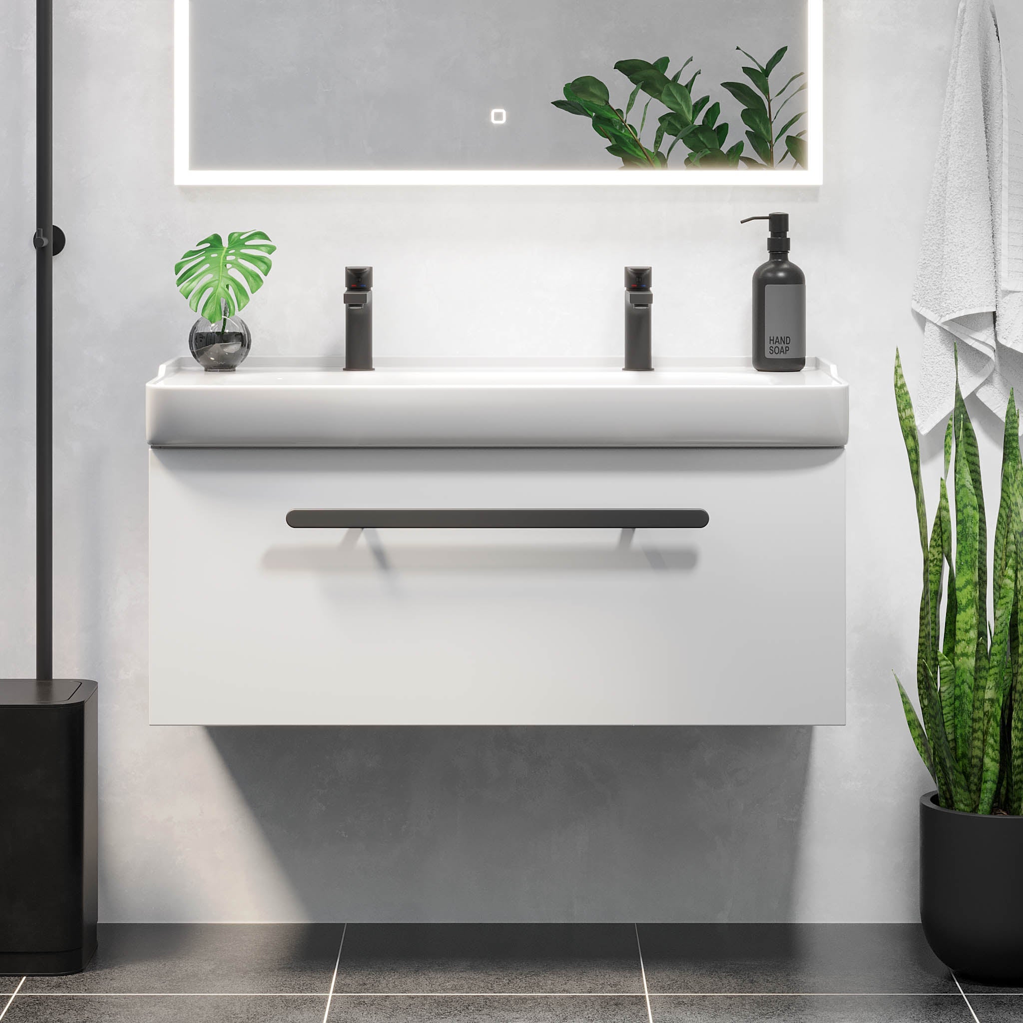 Modern Line Badrumsmöbel, Vit Högblank - Badrumsmöbel - BATH DELUXE - PRESTIGE - 78 - 100 - 66 - 11 - 00 - BATHDELUXE SWEDEN