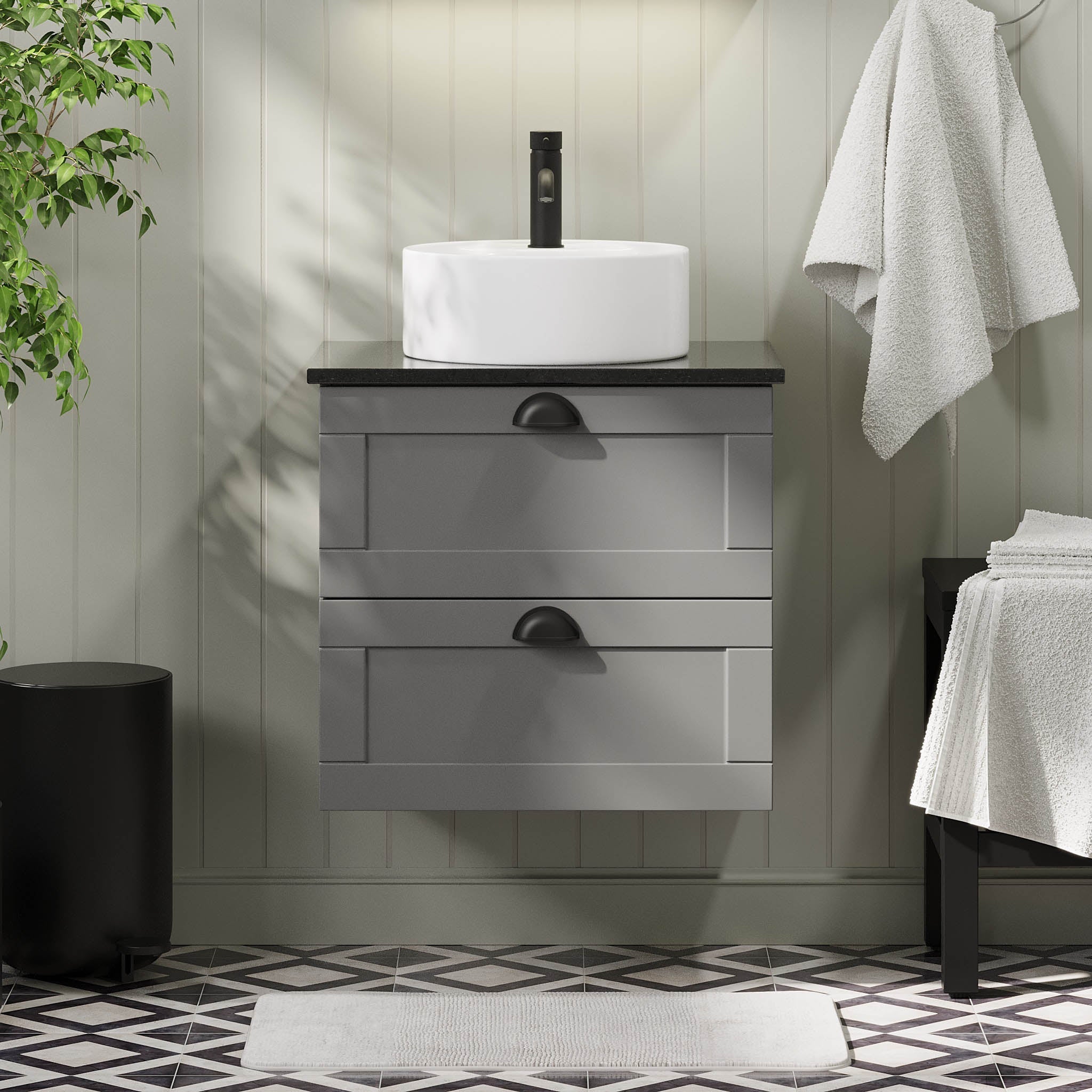 Nabbetorp Badrumsmöbel, Grå Matt - Tvättställsskåp - BATH DELUXE - PRESTIGE - 71 - 060 - 03 - 03 - 40 - BATHDELUXE SWEDEN