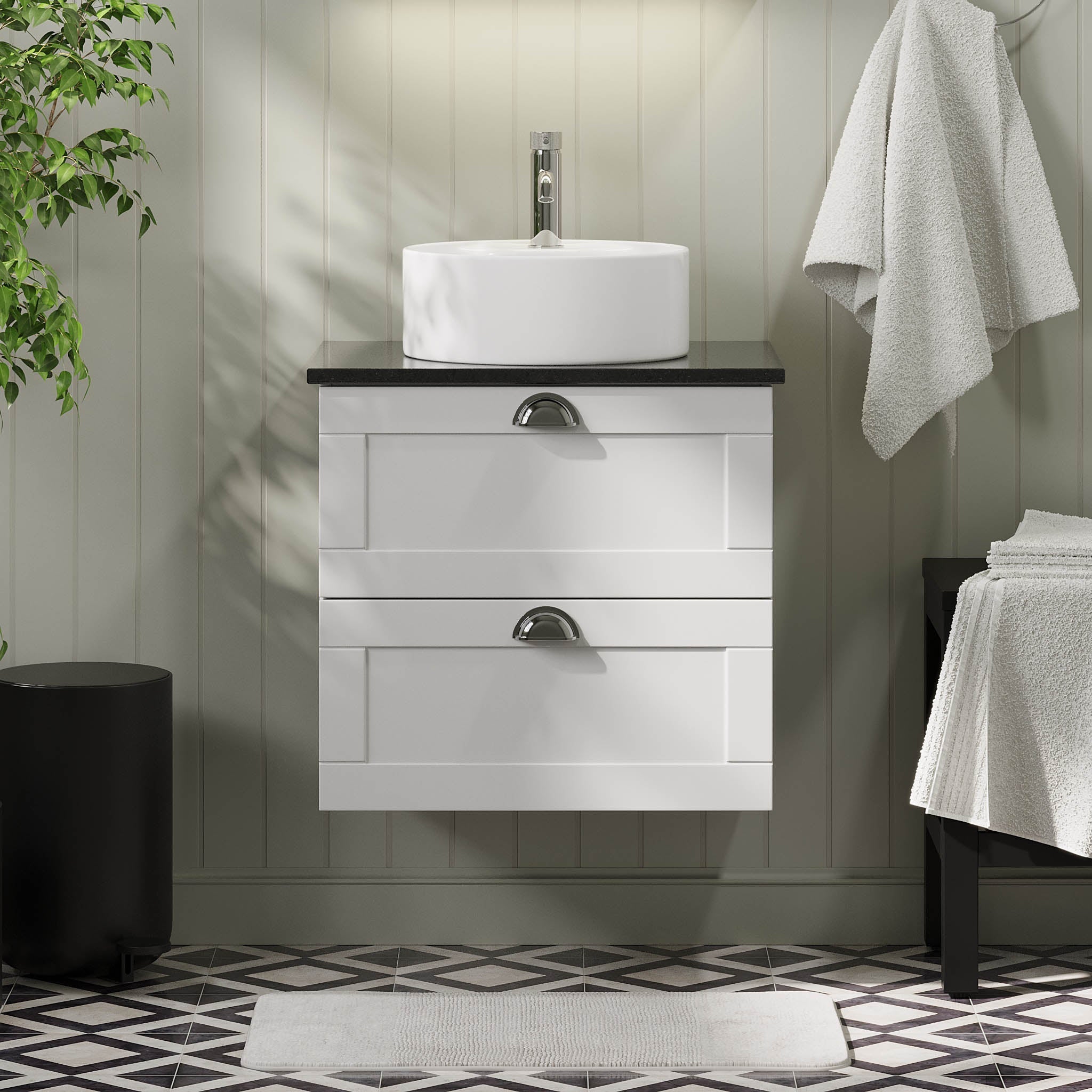 Nabbetorp Badrumsmöbel, Vit Matt - Tvättställsskåp - BATH DELUXE - PRESTIGE - 71 - 060 - 03 - 01 - 40 - BATHDELUXE SWEDEN