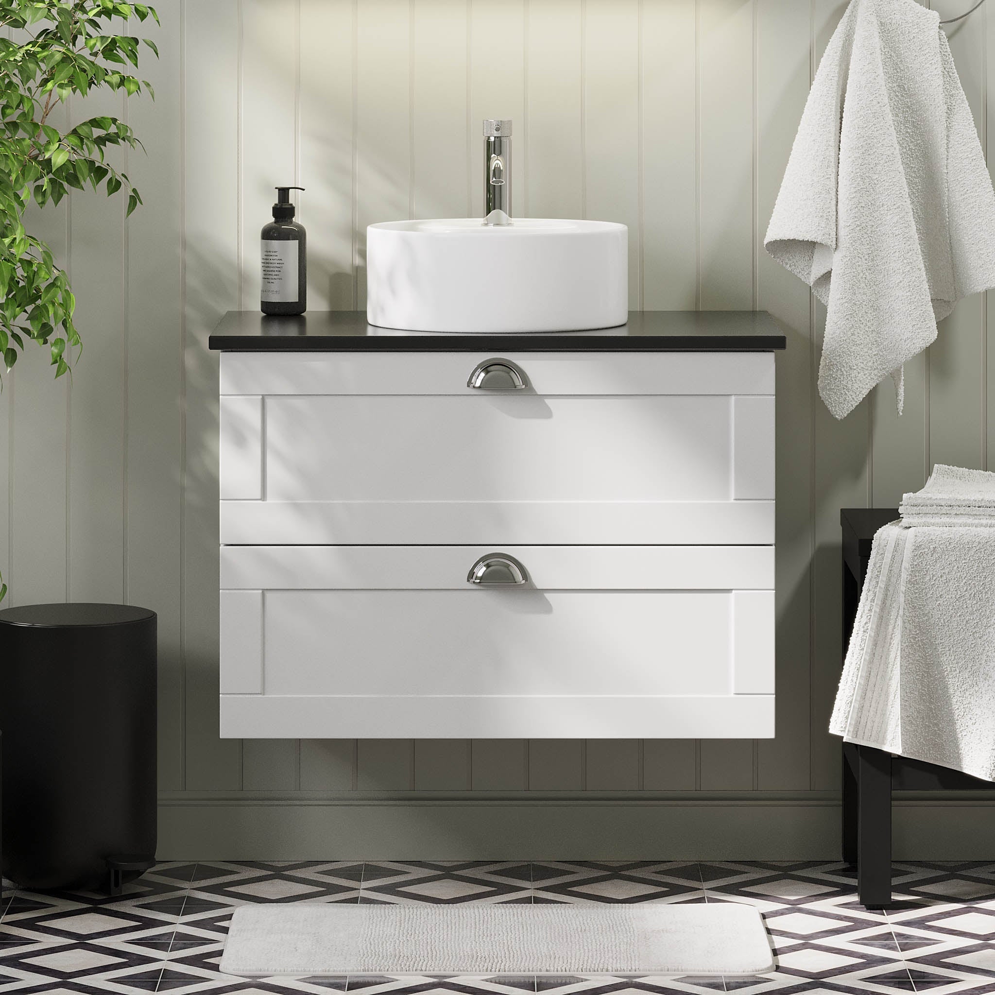 Nabbetorp Badrumsmöbel, Vit Matt - Tvättställsskåp - BATH DELUXE - PRESTIGE - 71 - 080 - 03 - 01 - 40 - BATHDELUXE SWEDEN