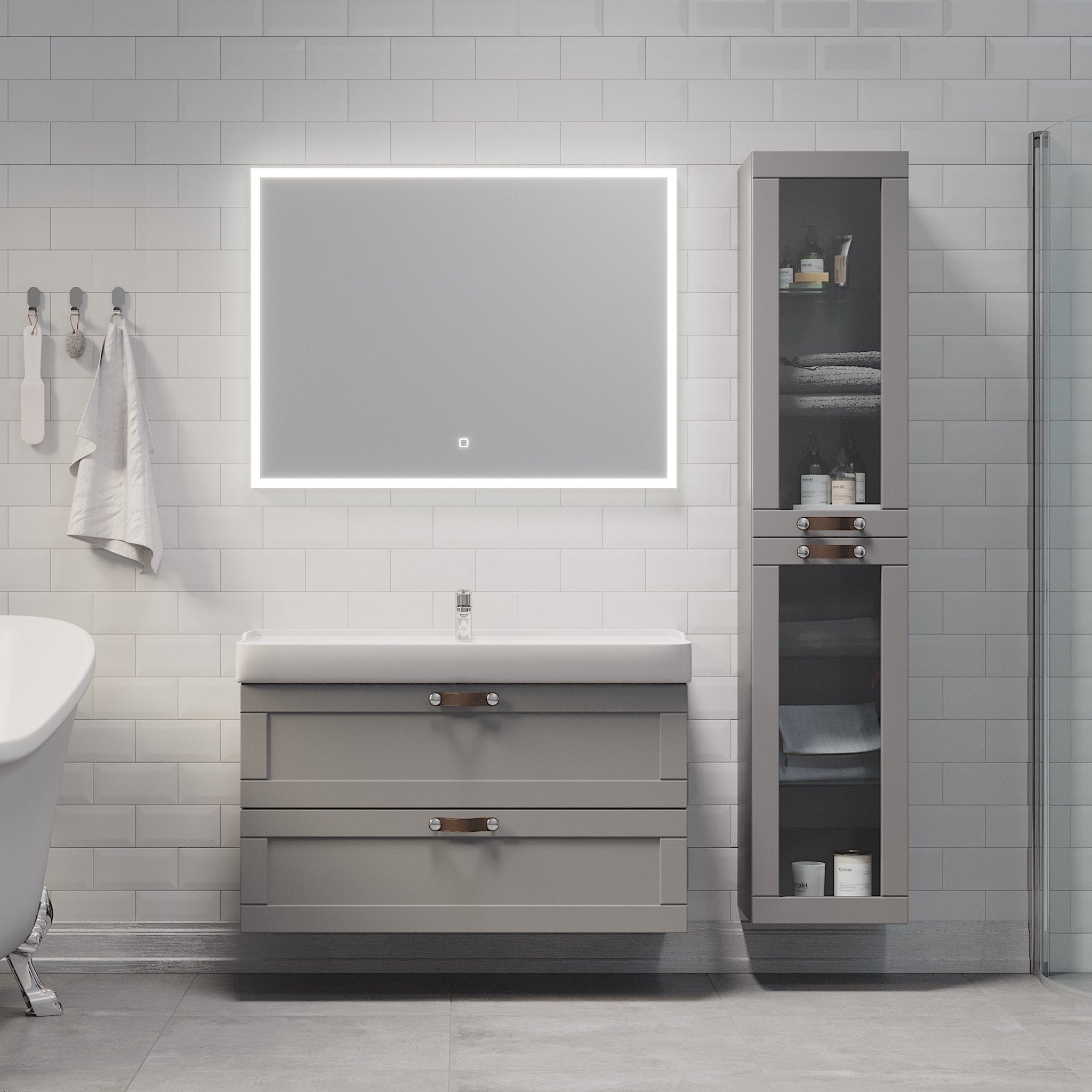 Namsos Badrumsmöbel, Grå Matt - Tvättställsskåp - BATH DELUXE - PRESTIGE - 71 - 100 - 09 - 03 - 00 - BATHDELUXE SWEDEN