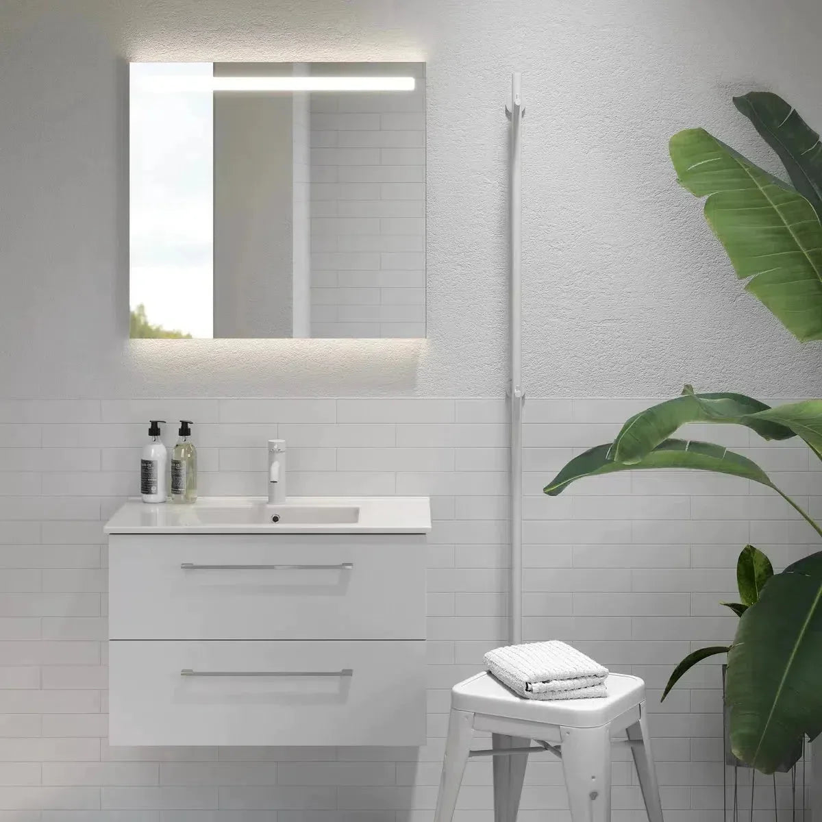 Nordfeld Badrumsmöbel m/LED-spegel, Vit Matt