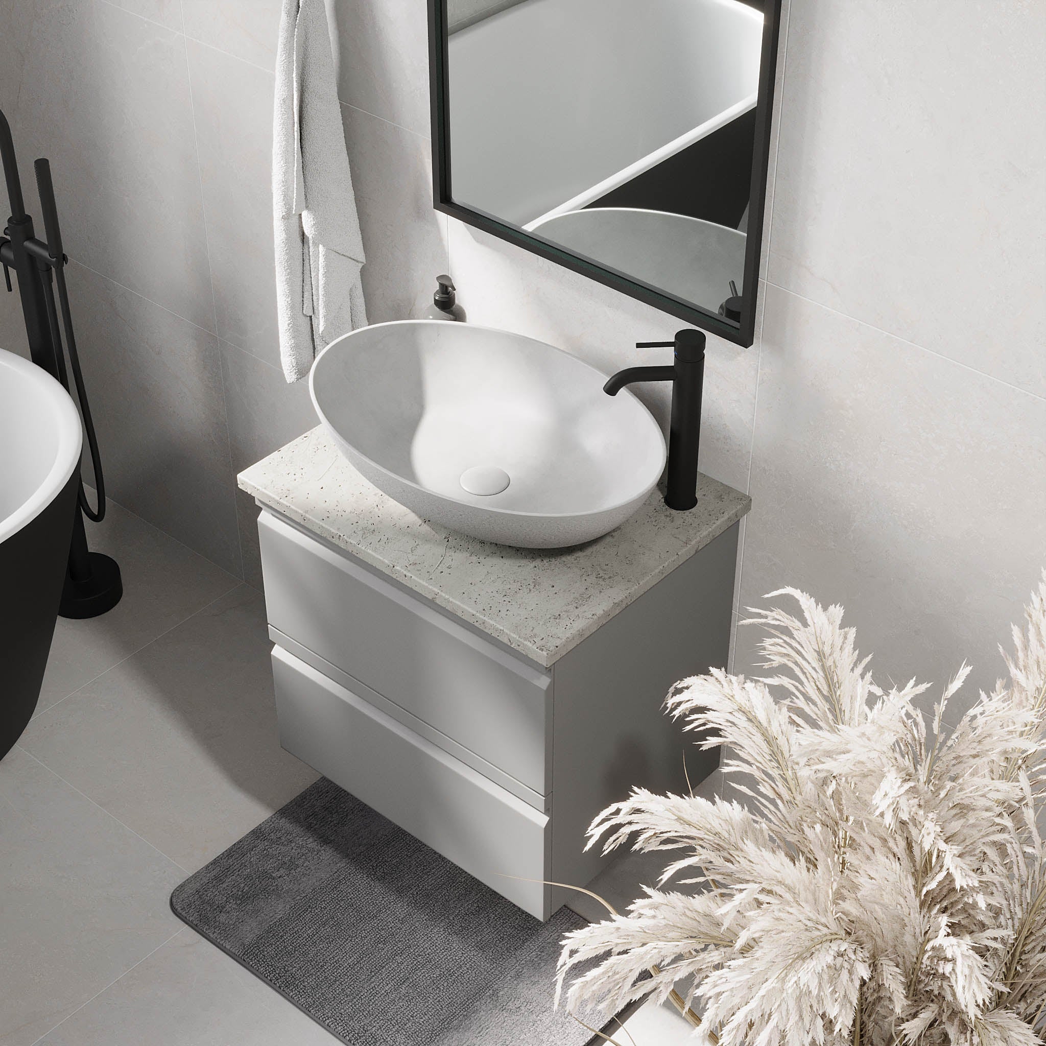 Odda Badrumsmöbel, Grå Matt - Tvättställsskåp - BATH DELUXE - PRESTIGE - 74 - 060 - 16 - 03 - 40 - BATHDELUXE SWEDEN
