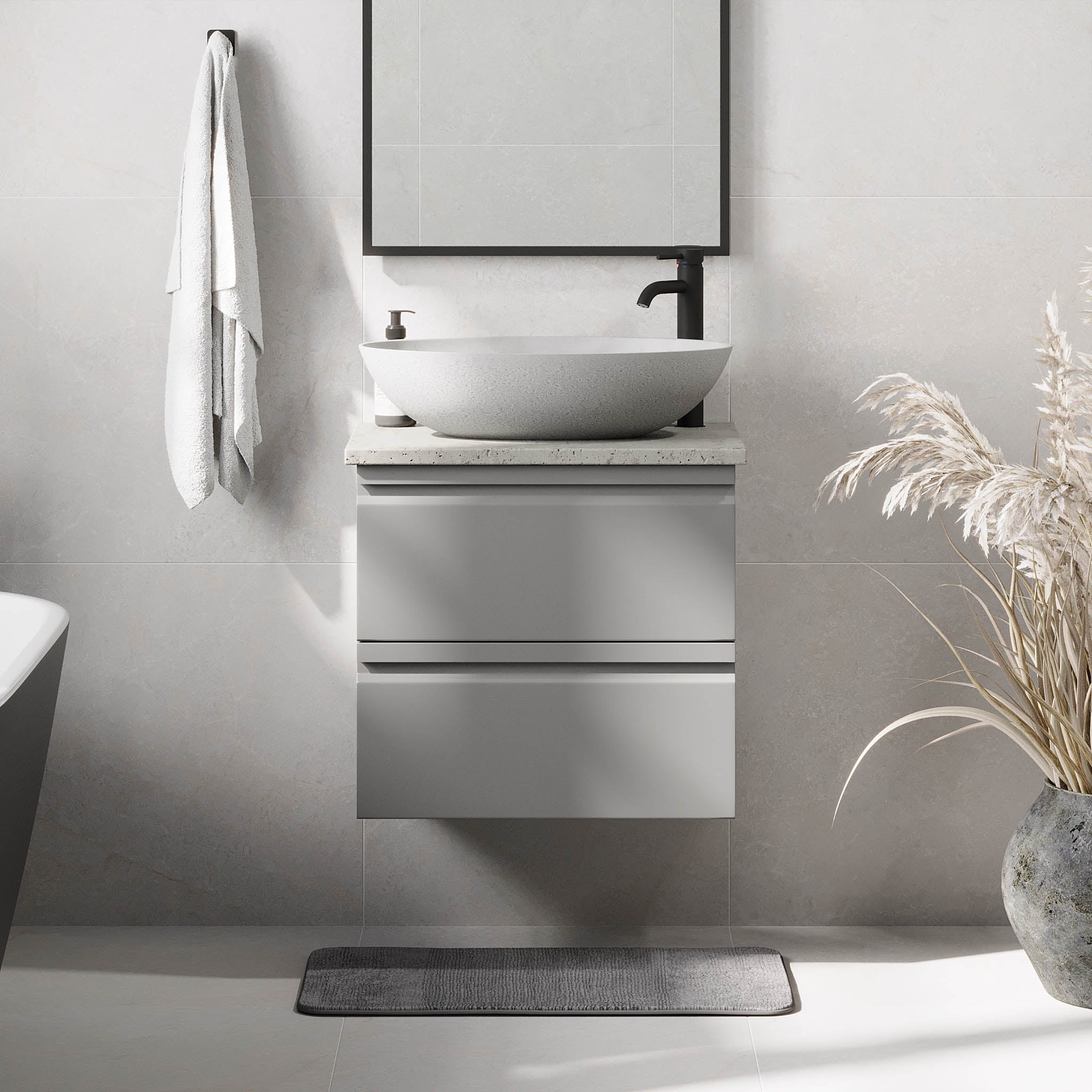 Odda Badrumsmöbel, Grå Matt - Tvättställsskåp - BATH DELUXE - PRESTIGE - 74 - 060 - 16 - 03 - 40 - BATHDELUXE SWEDEN