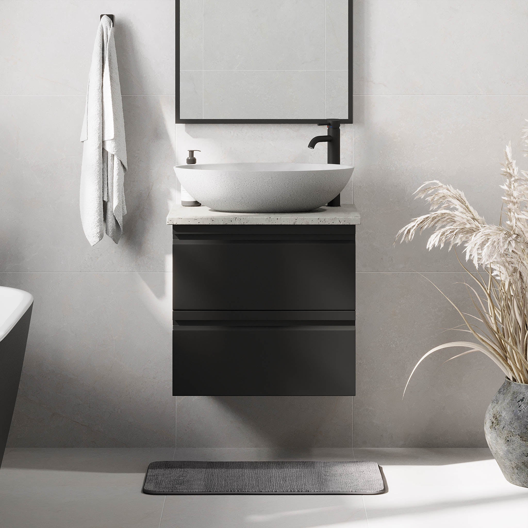 Odda Badrumsmöbel, Svart Matt - Tvättställsskåp - BATH DELUXE - PRESTIGE - 74 - 060 - 16 - 02 - 40 - BATHDELUXE SWEDEN
