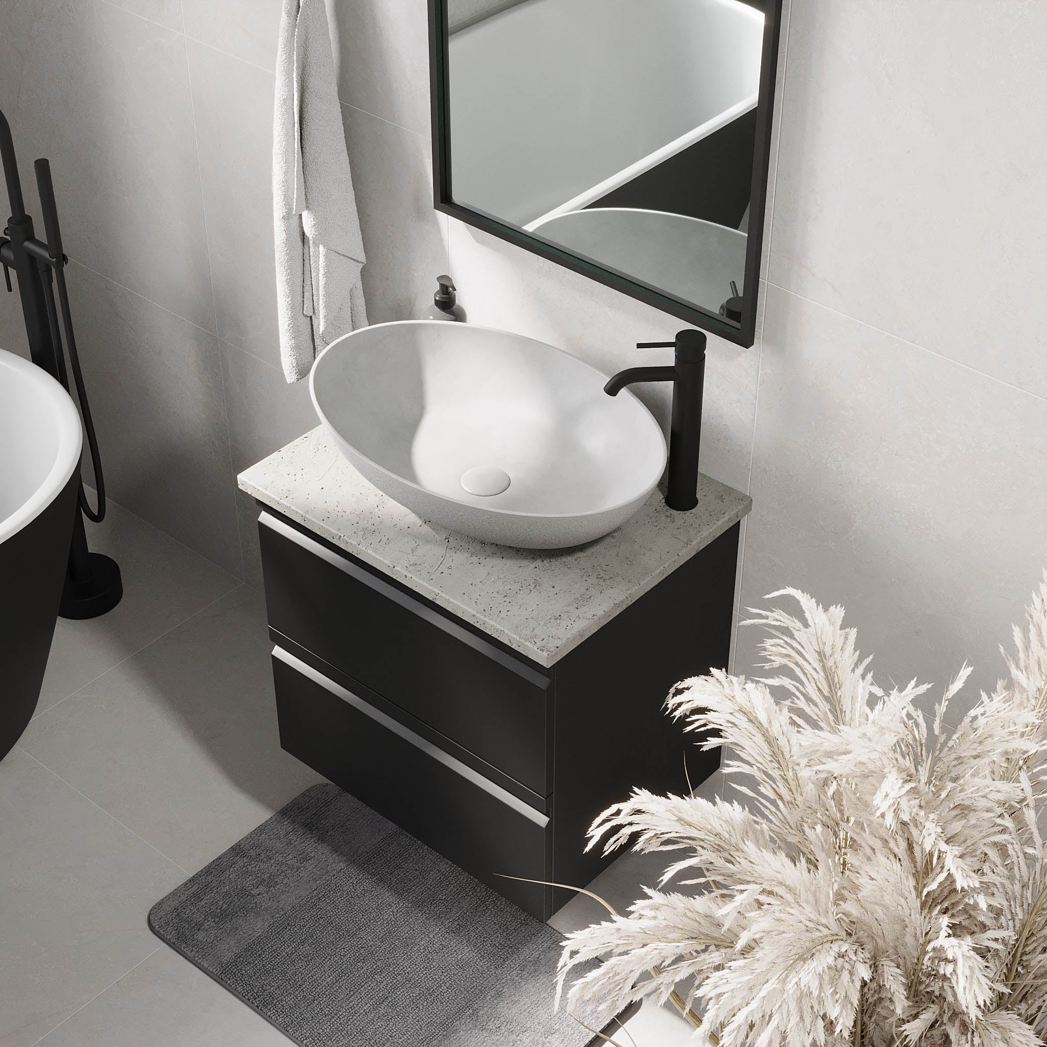 Odda Badrumsmöbel, Svart Matt - Tvättställsskåp - BATH DELUXE - PRESTIGE - 74 - 060 - 16 - 02 - 40 - BATHDELUXE SWEDEN