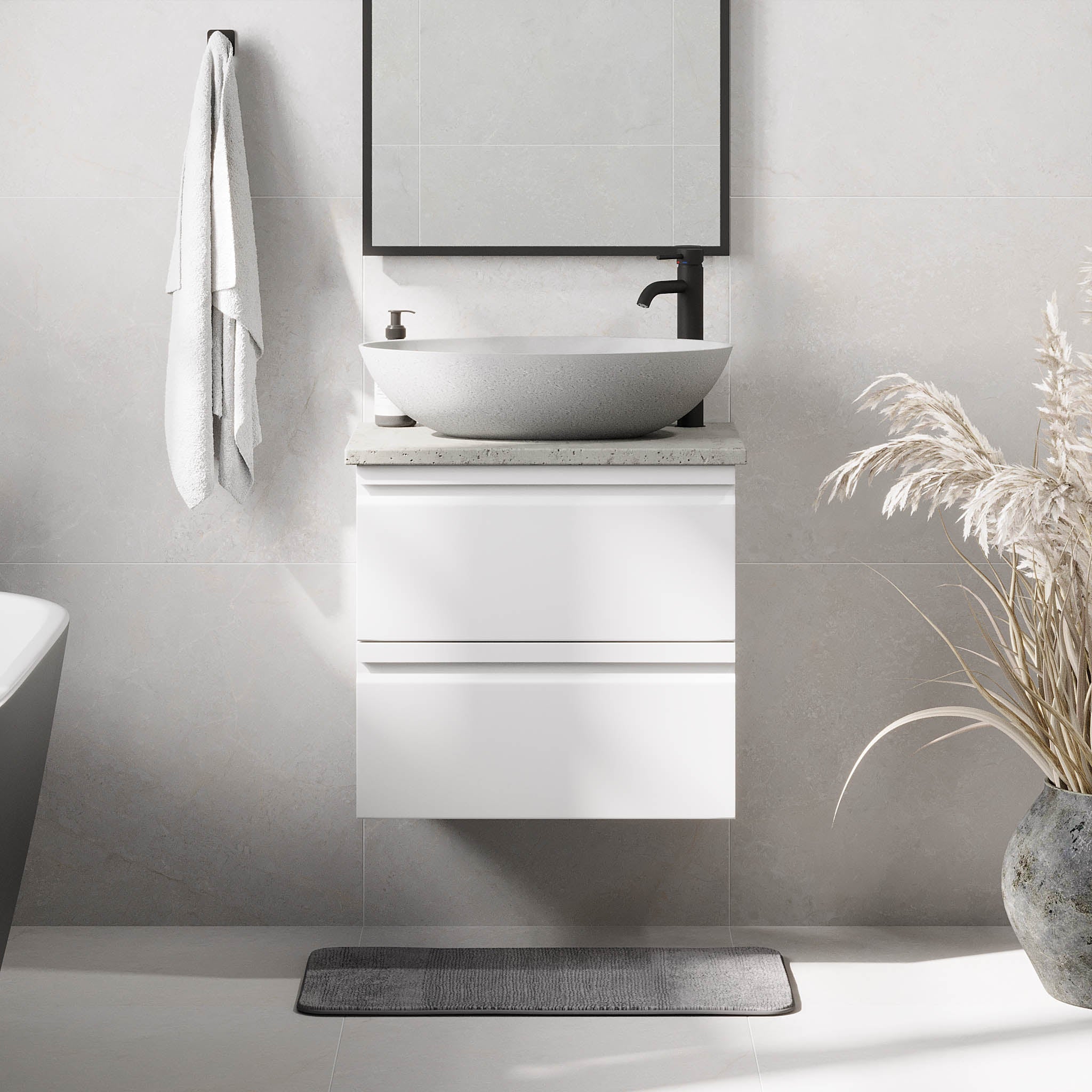 Odda Badrumsmöbel, Vit Matt - Tvättställsskåp - BATH DELUXE - PRESTIGE - 74 - 060 - 16 - 01 - 40 - BATHDELUXE SWEDEN