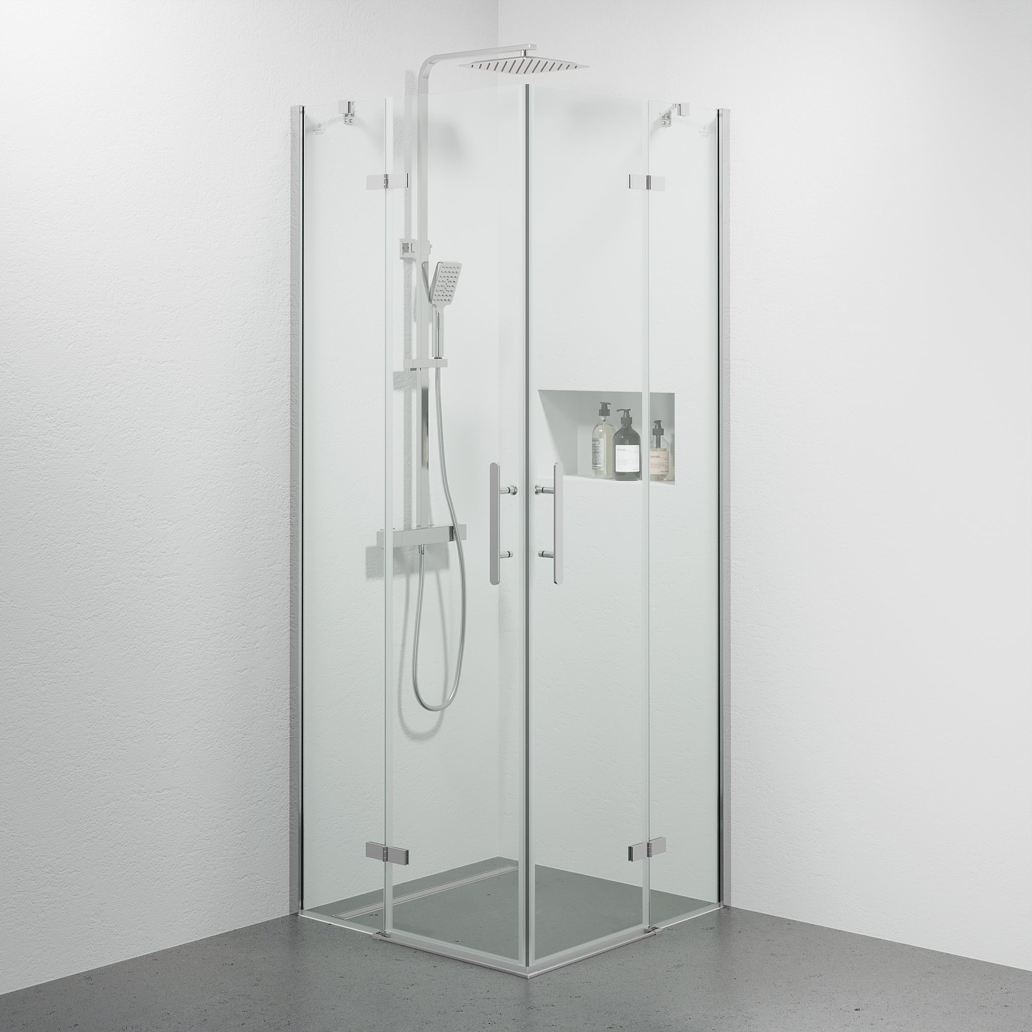 Rämen Duschhörn, Rak, Klarglas, Krom Profil - Duschhörna - BATH DELUXE - PRESTIGE - 42 - 080 - 01 - 60 - 02 - BATHDELUXE SWEDEN