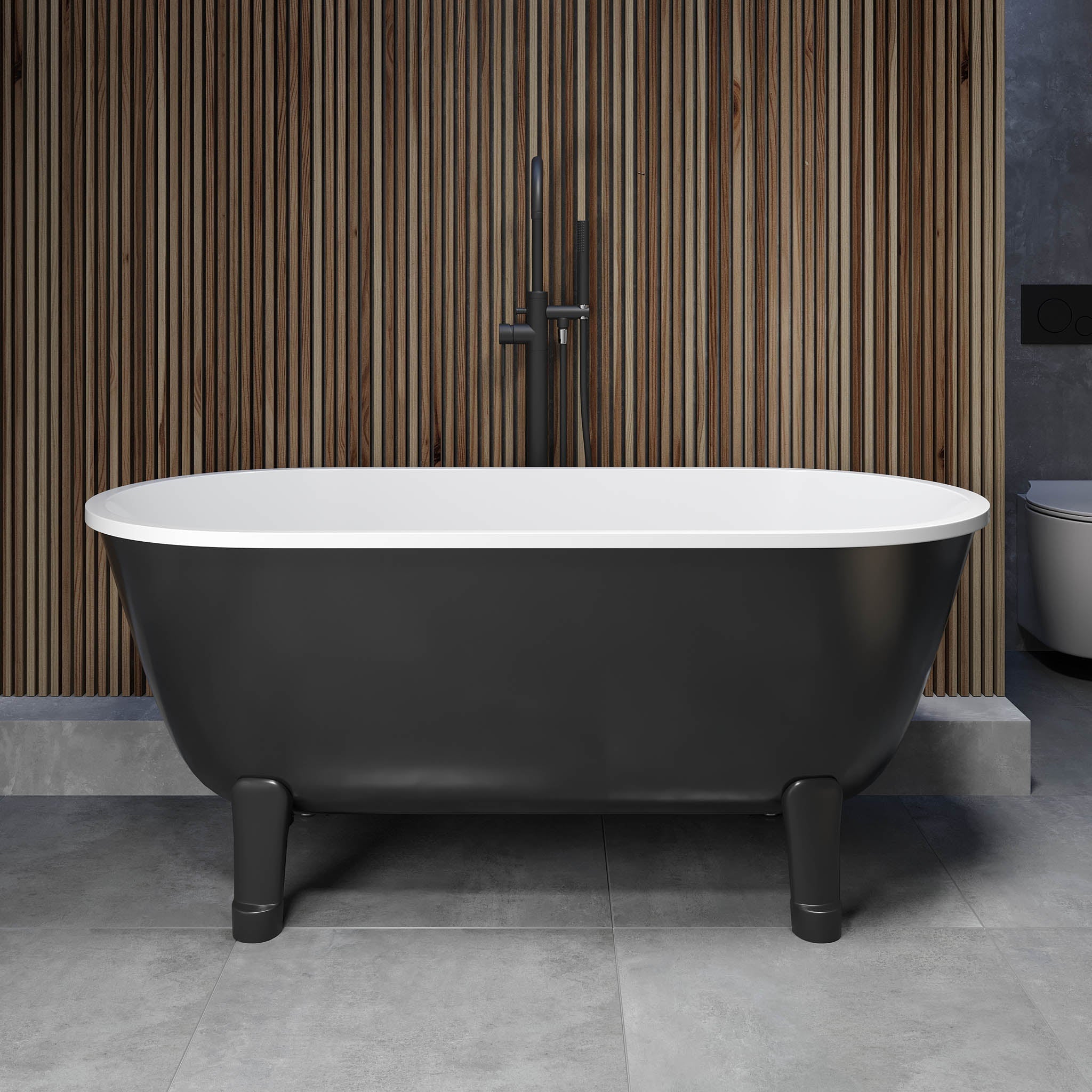Rønne Tassbadkar med Klassiska Fötter, Svart Högblank - Fristående Badkar - BATH DELUXE - EXCLUSIVE - 47 - 160 - 64 - 12 - 43 - BATHDELUXE SWEDEN