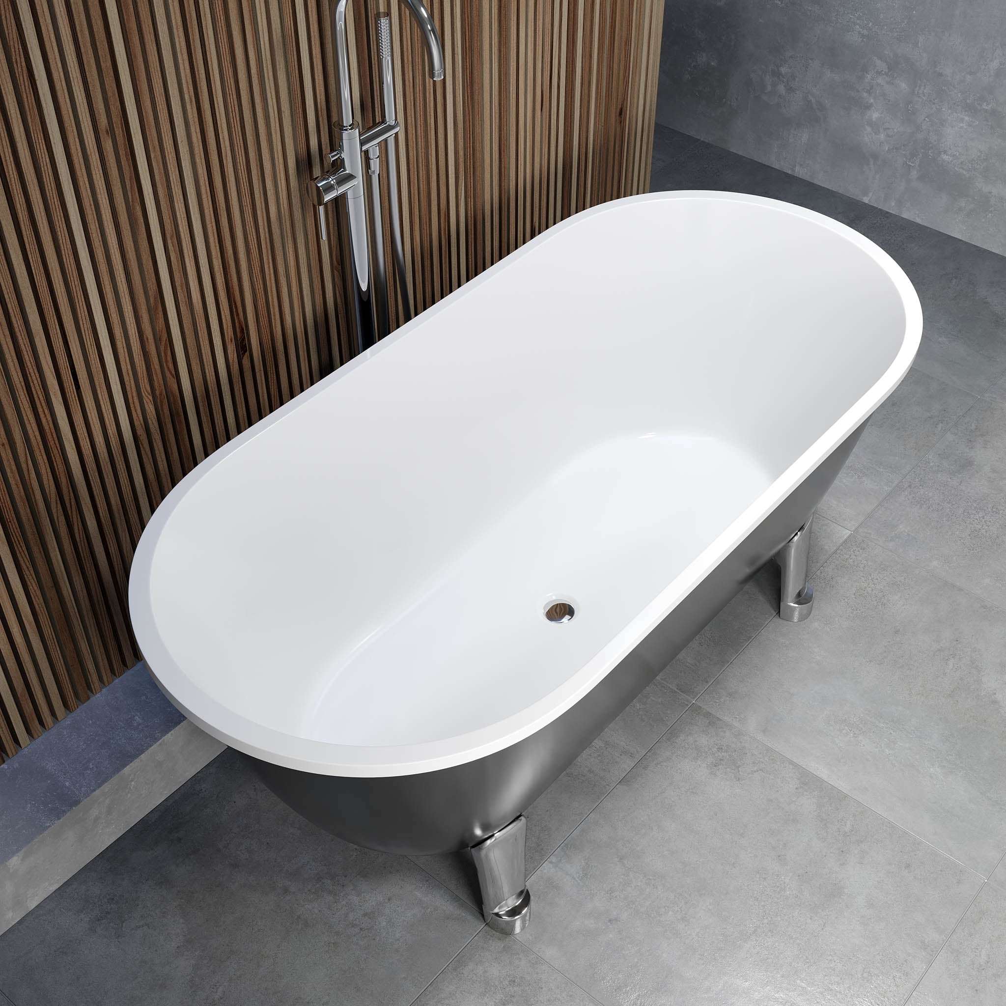 Rønne Tassbadkar med Klassiska Fötter, Svart Högblank - Fristående Badkar - BATH DELUXE - EXCLUSIVE - 47 - 160 - 64 - 12 - 43 - BATHDELUXE SWEDEN
