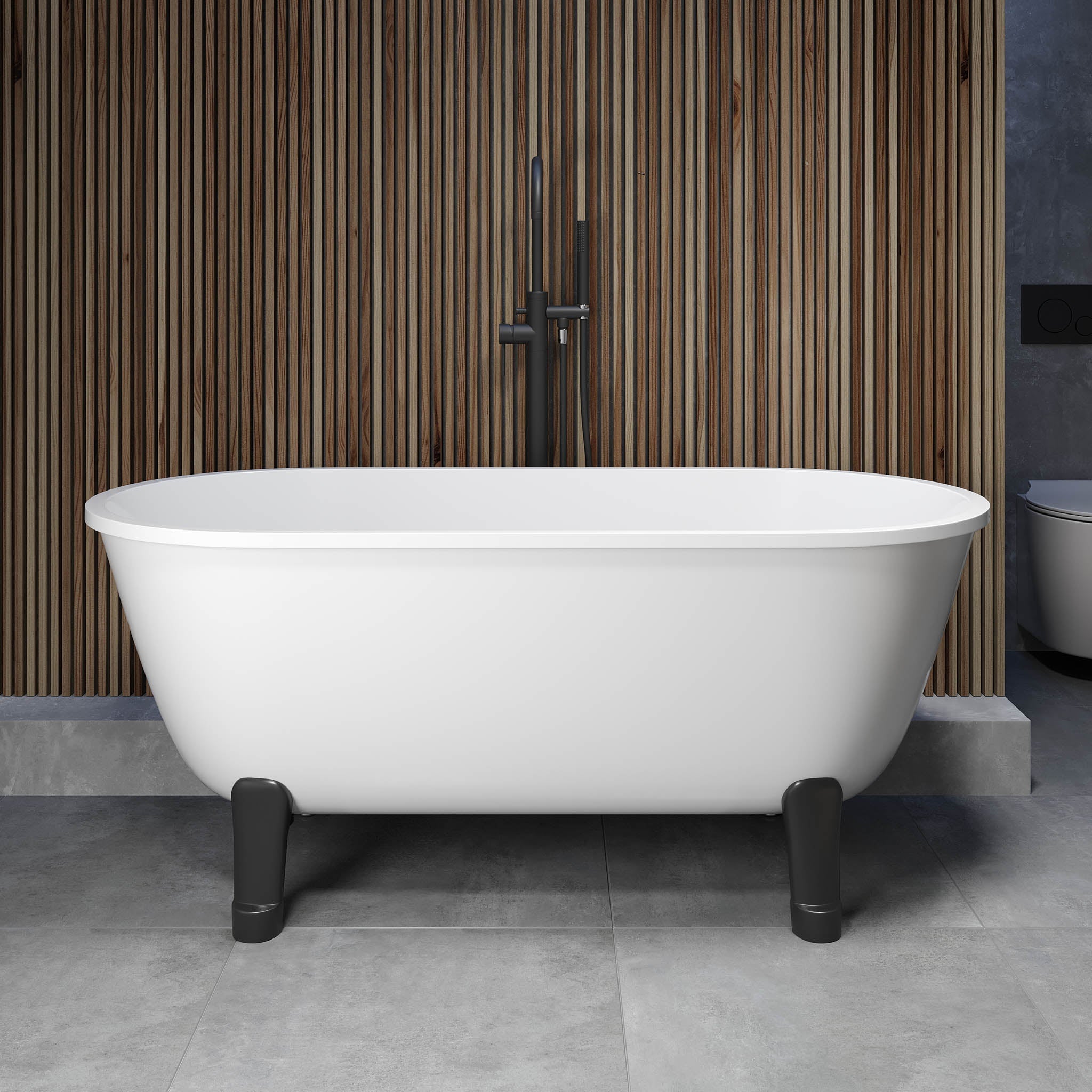 Rønne Tassbadkar med Klassiska Fötter, Vit Högblank - Fristående Badkar - BATH DELUXE - EXCLUSIVE - 47 - 160 - 64 - 12 - 41 - BATHDELUXE SWEDEN