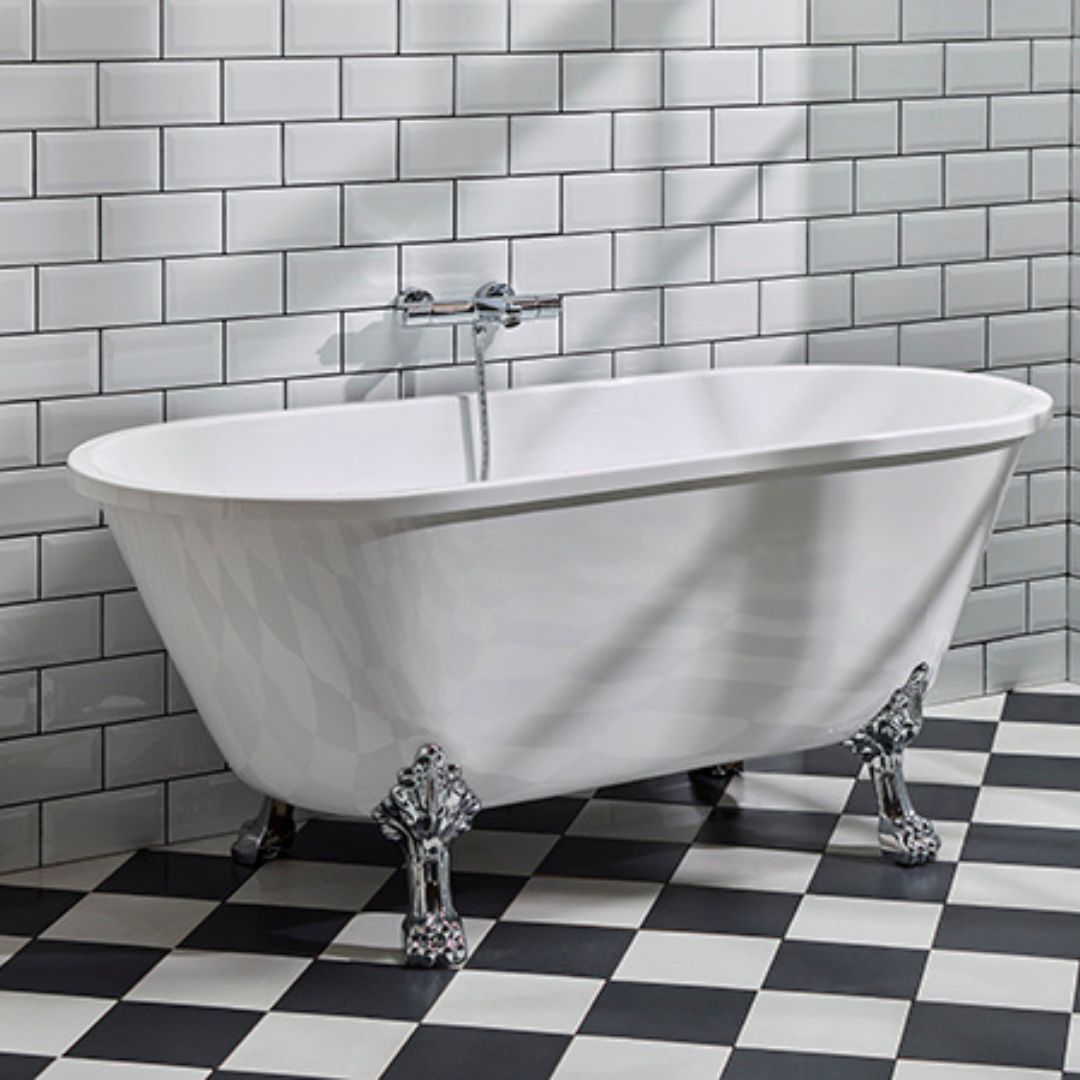 Rønne Tassbadkar med Lejontassar, Vit Högblank - Fristående Badkar - BATH DELUXE - EXCLUSIVE - 47 - 160 - 64 - 60 - 40 - BATHDELUXE SWEDEN