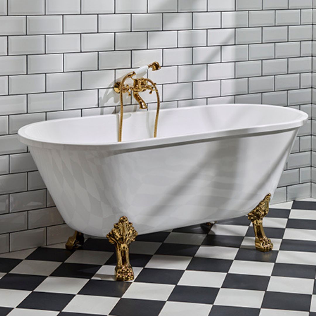 Rønne Tassbadkar med Lejontassar, Vit Högblank - Fristående Badkar - BATH DELUXE - EXCLUSIVE - 47 - 160 - 64 - 64 - 40 - BATHDELUXE SWEDEN