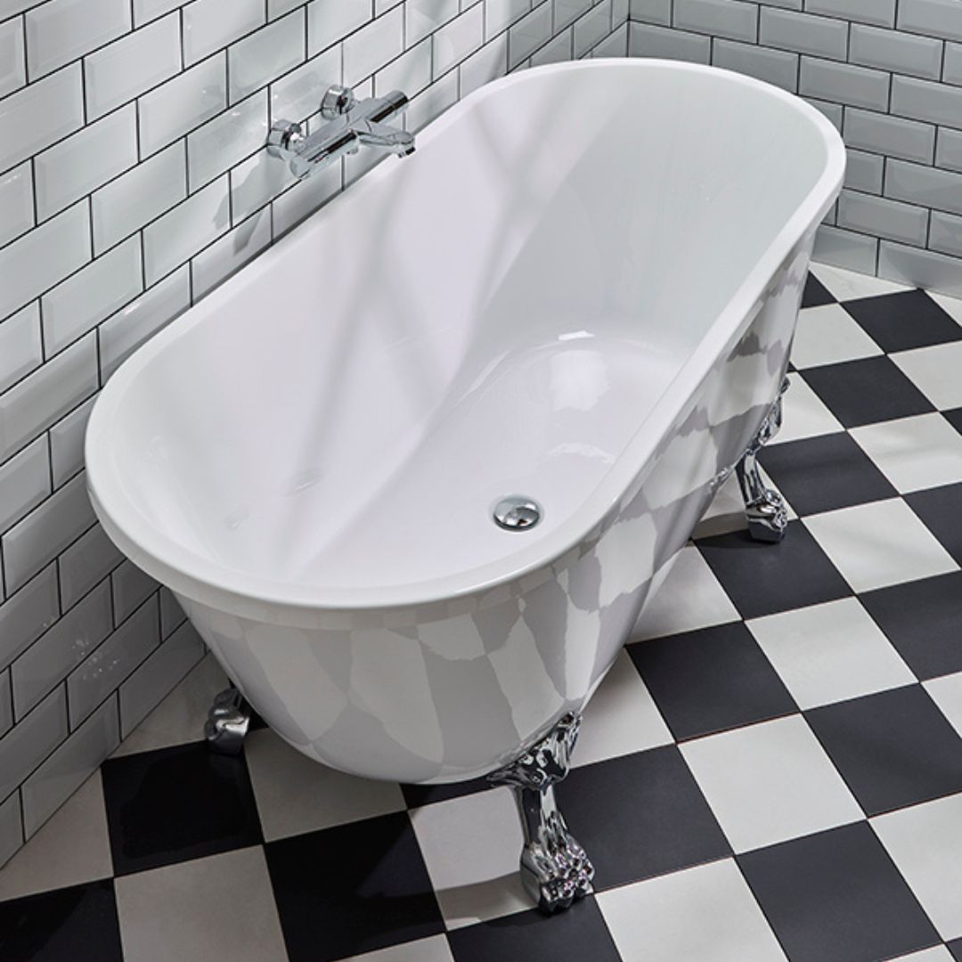 Rønne Tassbadkar med Lejontassar, Vit Högblank - Fristående Badkar - BATH DELUXE - EXCLUSIVE - 47 - 160 - 64 - 65 - 40 - BATHDELUXE SWEDEN