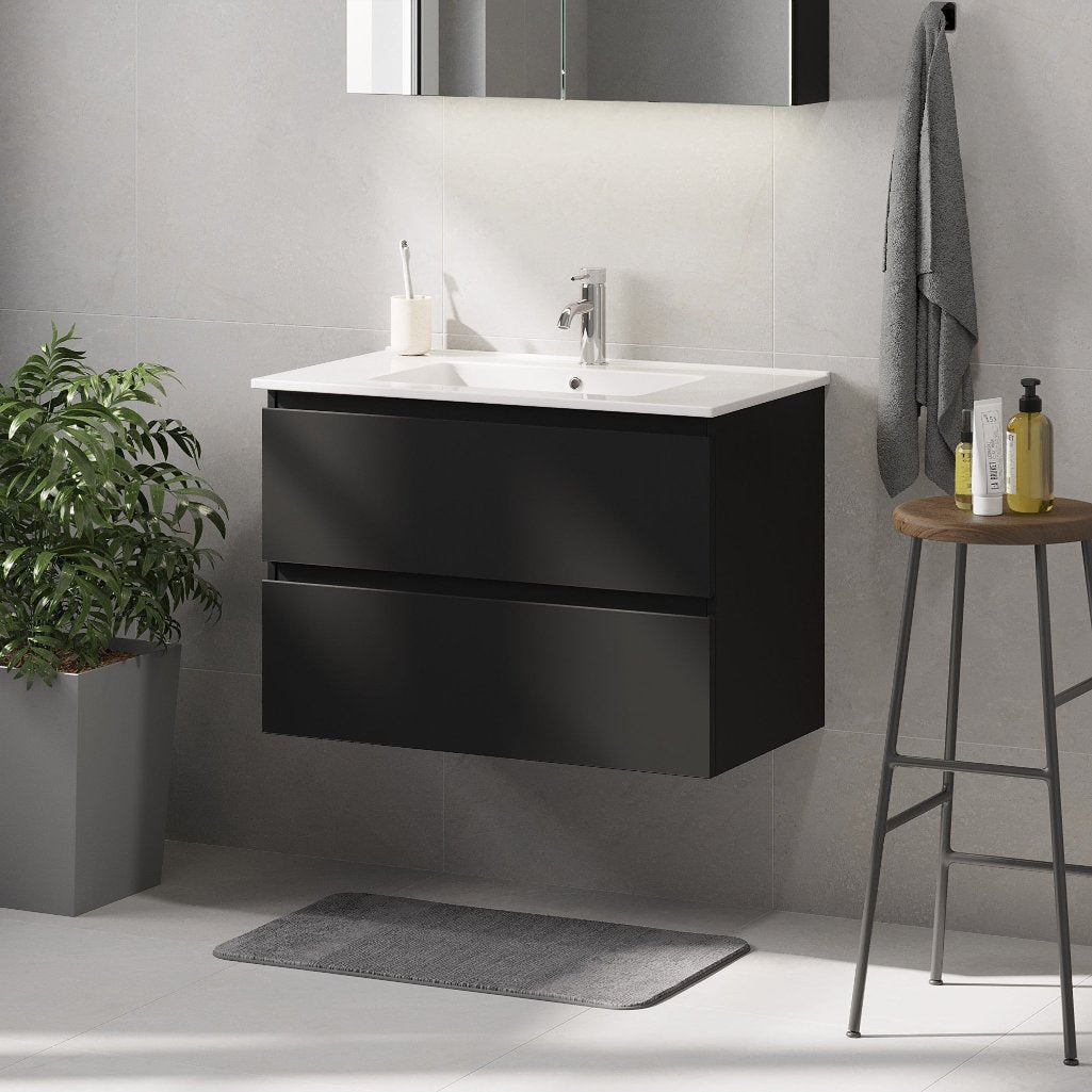 Saltnes Badrumsmöbel, Svart Matt - Tvättställsskåp - BATH DELUXE - PRESTIGE - 73 - 080 - 50 - 02 - 40 - BATHDELUXE SWEDEN