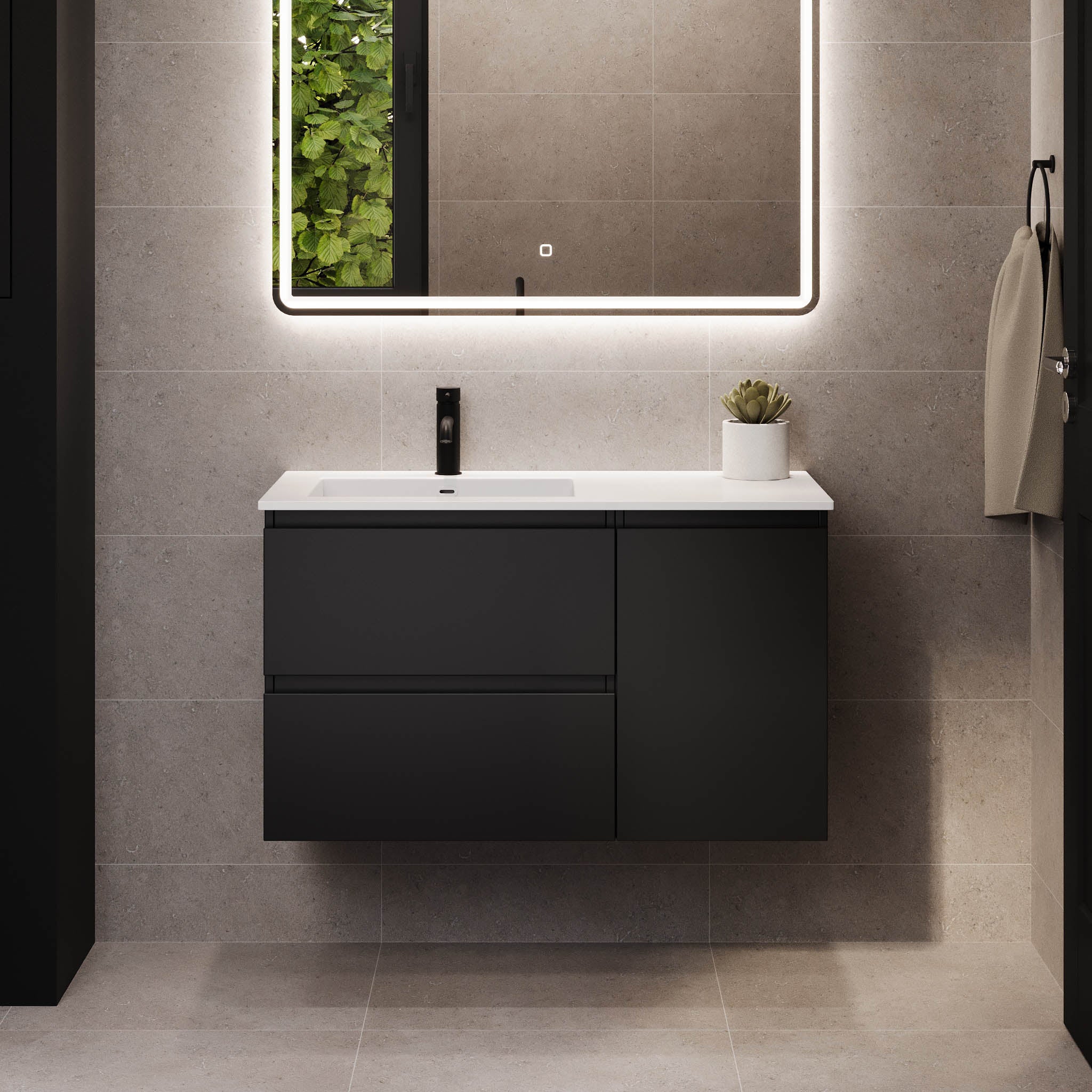 Sifjord Badrumsmöbel, Svart Matt - Tvättställsskåp - BATH DELUXE - PRESTIGE - 73 - 095 - 51 - 02 - 40 - BATHDELUXE SWEDEN