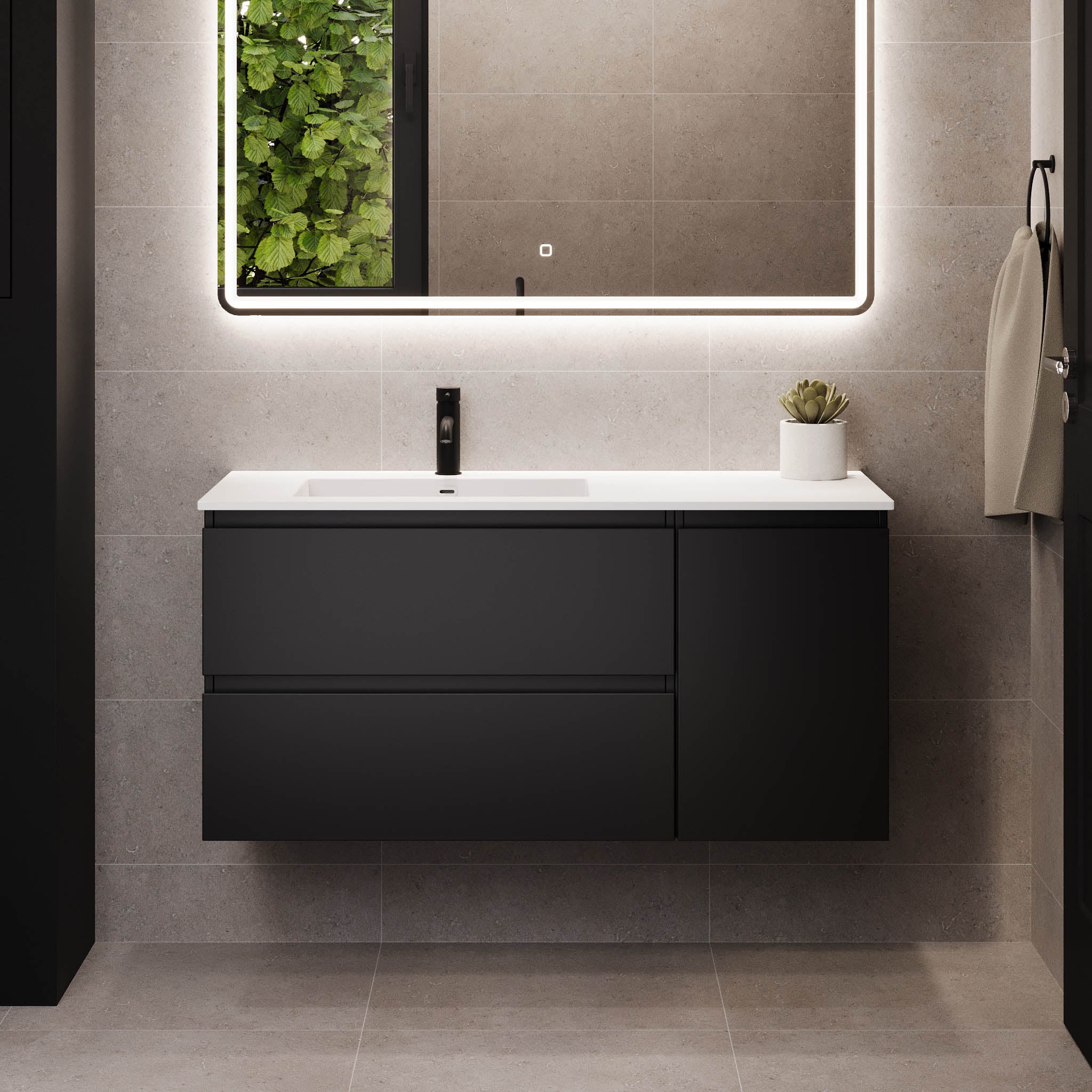 Sifjord Badrumsmöbel, Svart Matt - Tvättställsskåp - BATH DELUXE - PRESTIGE - 73 - 115 - 51 - 02 - 40 - BATHDELUXE SWEDEN