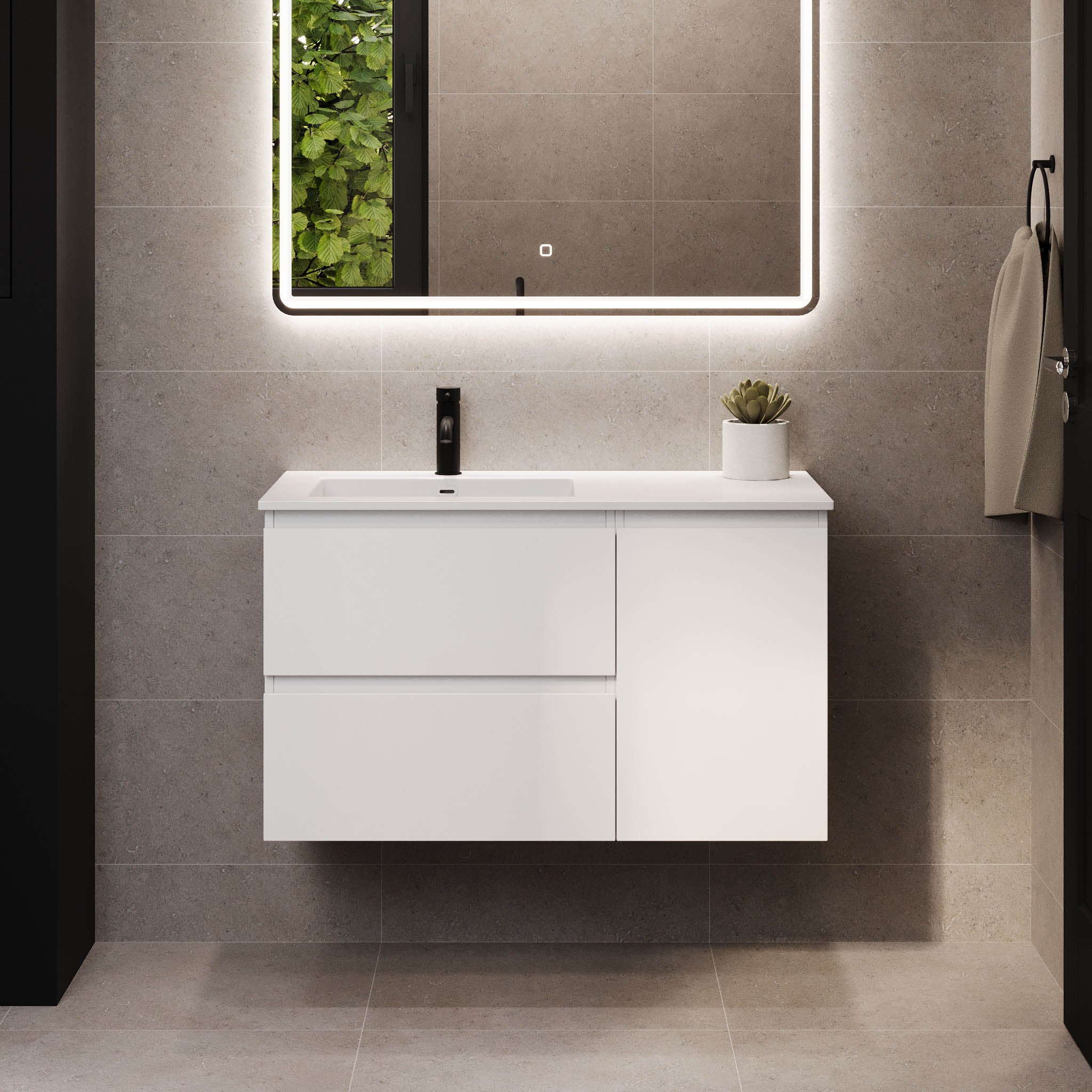 Sifjord Badrumsmöbel, Vit Matt - Tvättställsskåp - BATH DELUXE - PRESTIGE - 73 - 095 - 51 - 01 - 40 - BATHDELUXE SWEDEN