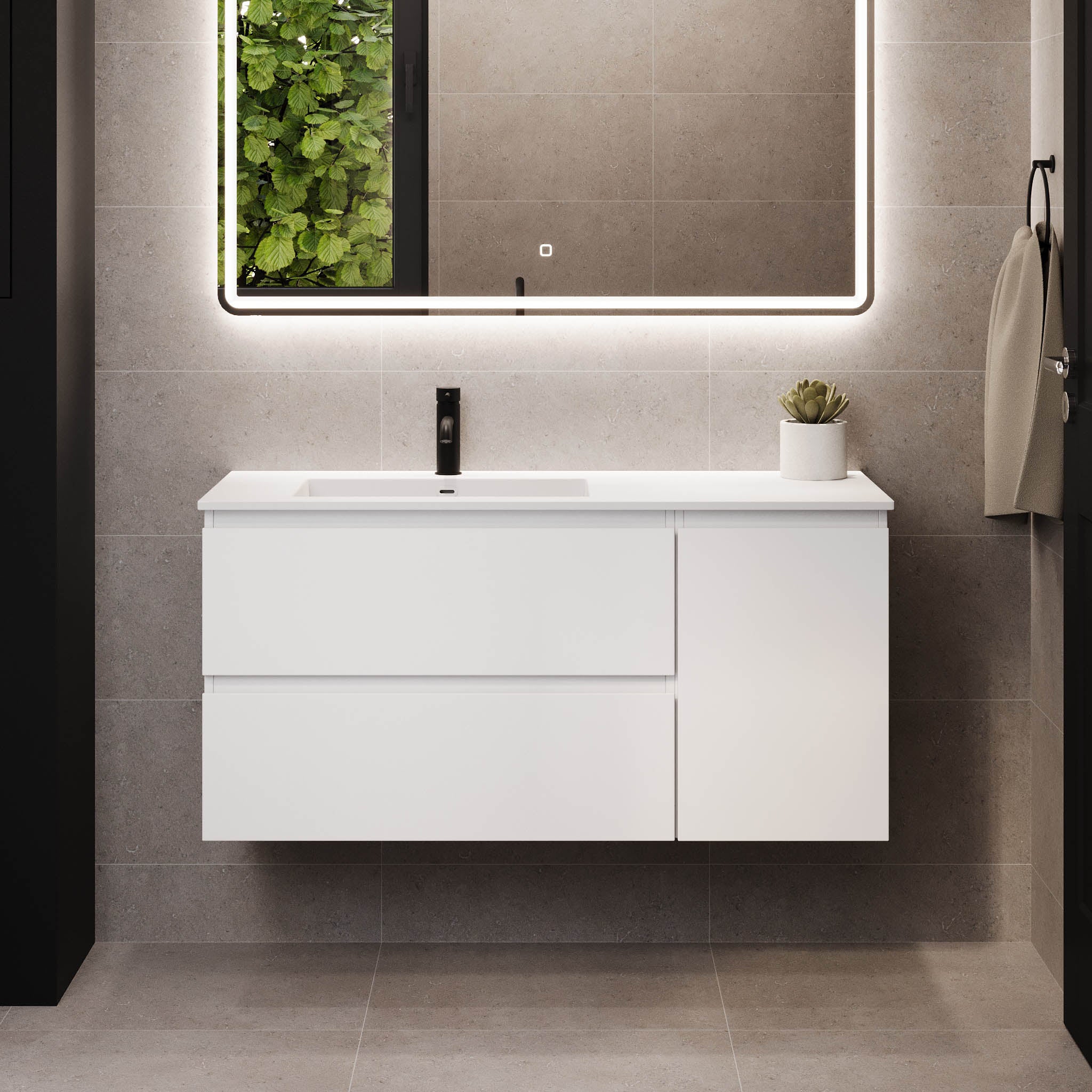 Sifjord Badrumsmöbel, Vit Matt - Tvättställsskåp - BATH DELUXE - PRESTIGE - 73 - 115 - 51 - 01 - 40 - BATHDELUXE SWEDEN