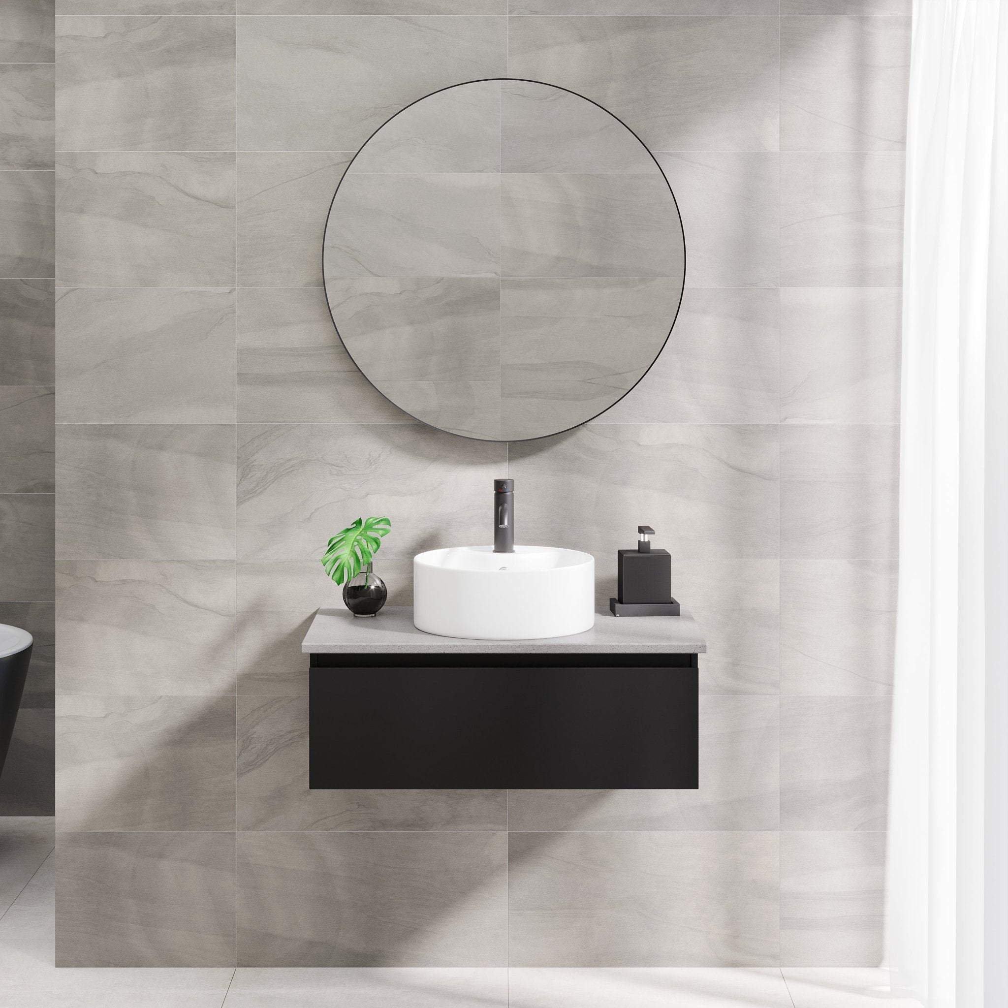 Stavanger Badrumsmöbel, Svart Matt - Tvättställsskåp - BATH DELUXE - PRESTIGE - 88 - 080 - 03 - 02 - 40 - BATHDELUXE SWEDEN