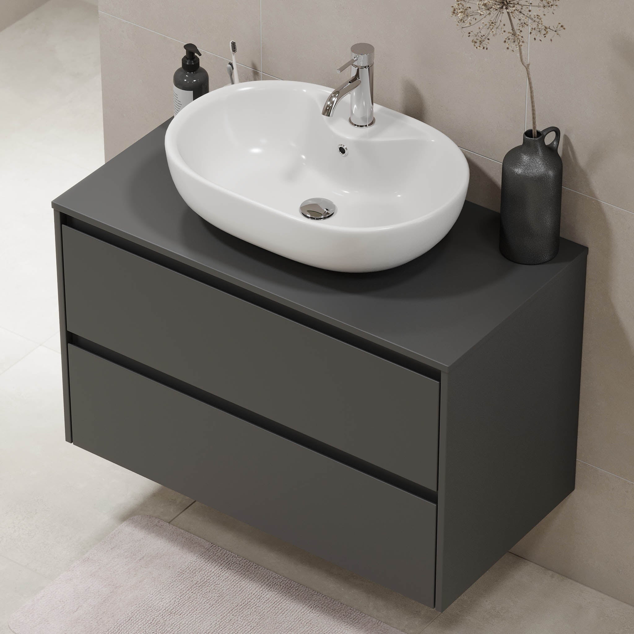 Svalbard Badrumsmöbel, Vit Matt - Tvättställsskåp - BATH DELUXE - EXCLUSIVE - 83 - 090 - 10 - 43 - 40 - BATHDELUXE SWEDEN
