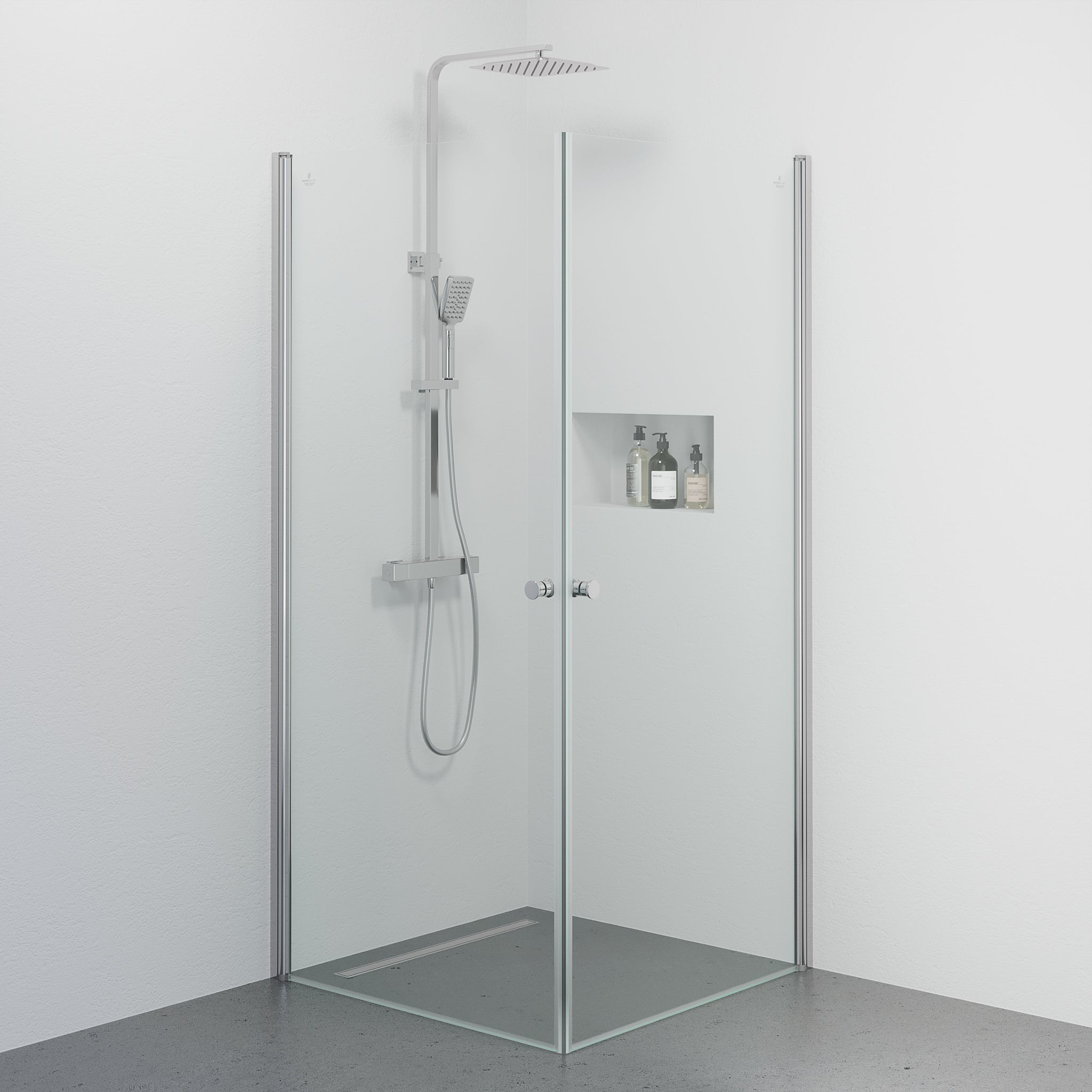 Tulsa Duschhörn, Rak, Klarglas, Krom Profil - Duschhörna - BATH DELUXE - BASIC - 42 - 090 - 11 - 60 - 02 - BATHDELUXE SWEDEN