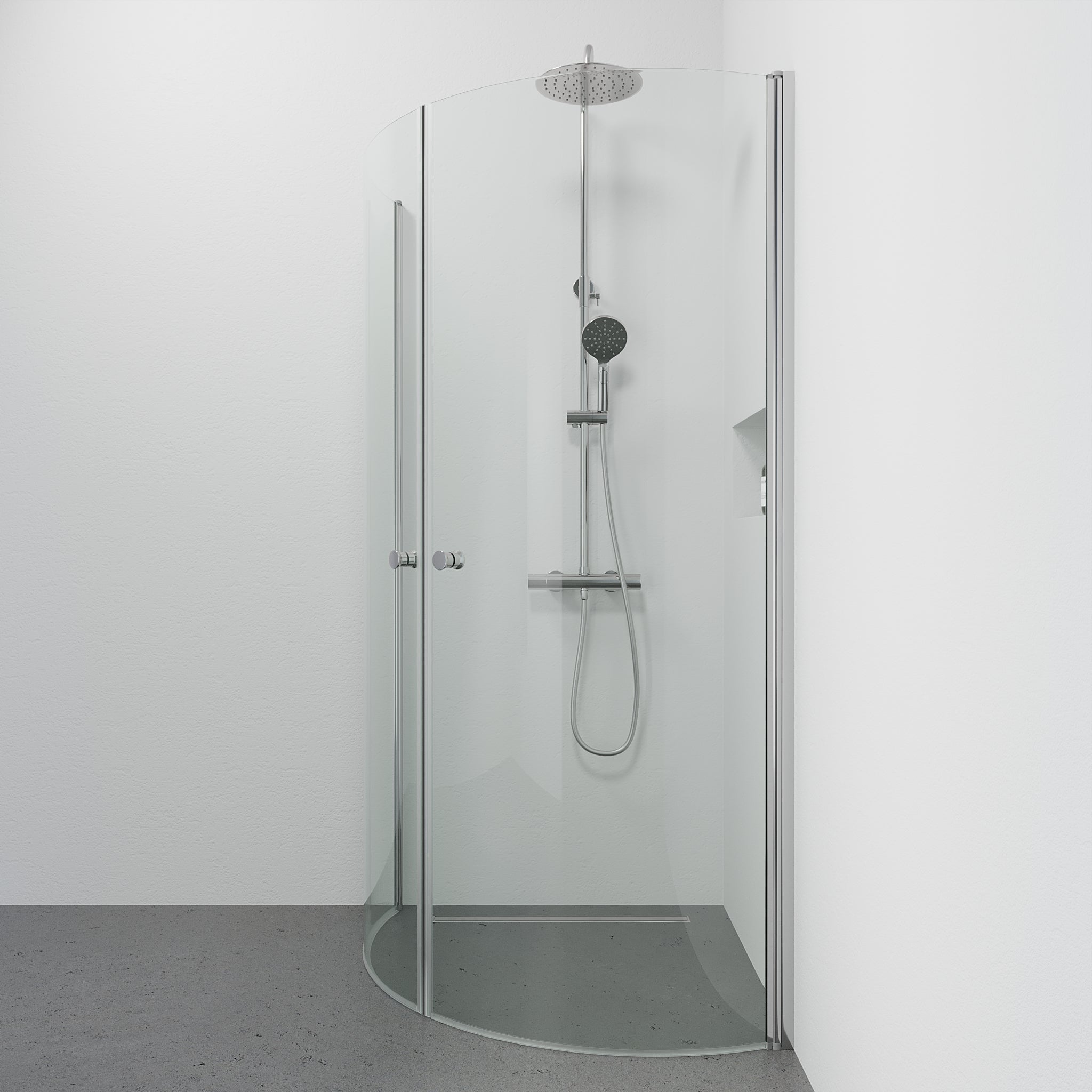 Tulsa Duschhörn, Rund, Klarglas, Krom Profil - Duschhörna - BATH DELUXE - BASIC - 42 - 090 - 10 - 60 - 02 - BATHDELUXE SWEDEN