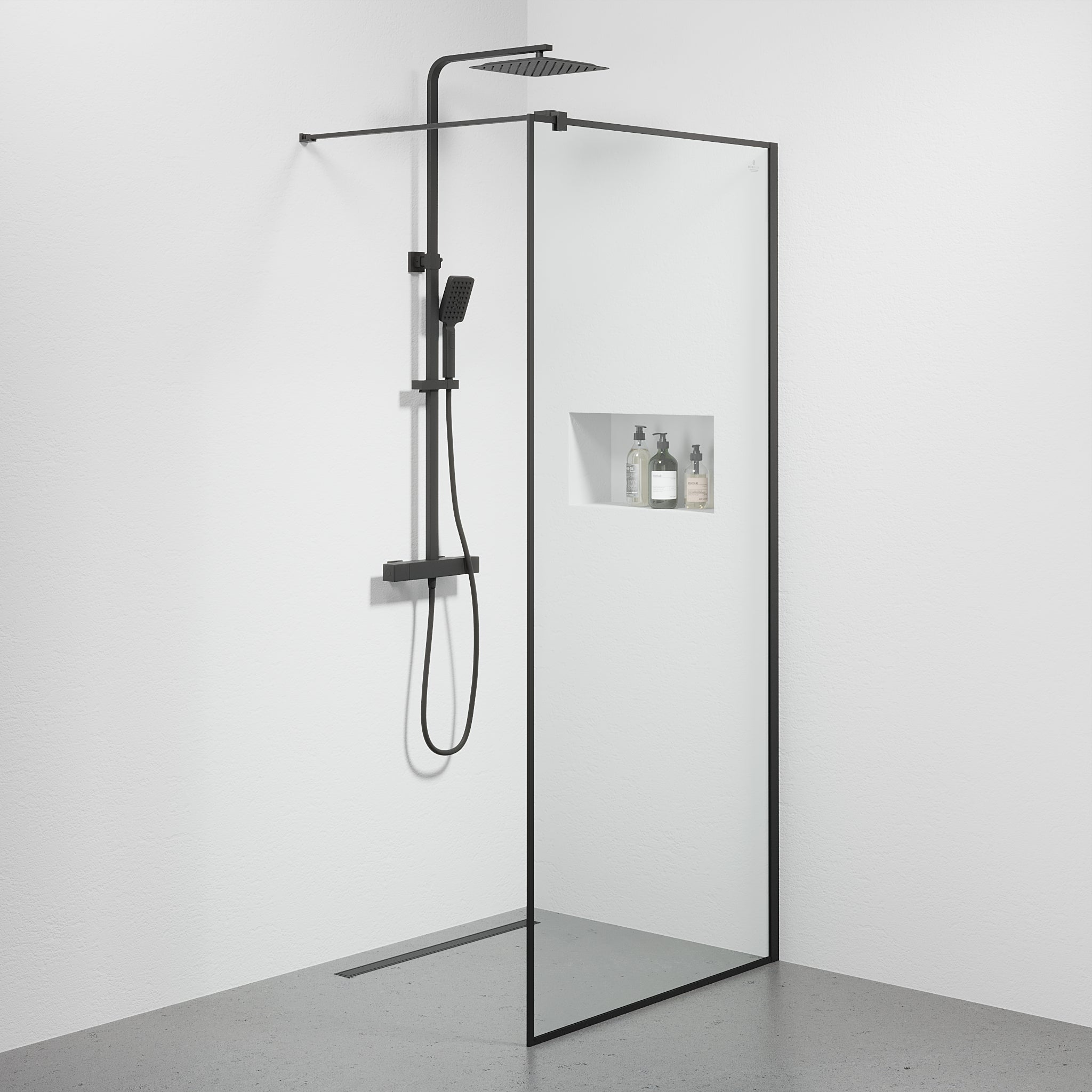 Tulsa Duschvägg, Sort Profil, Klar Glas - Duschväggar - BATH DELUXE - BASIC - 42 - 090 - 13 - 02 - 02 - BATHDELUXE SWEDEN